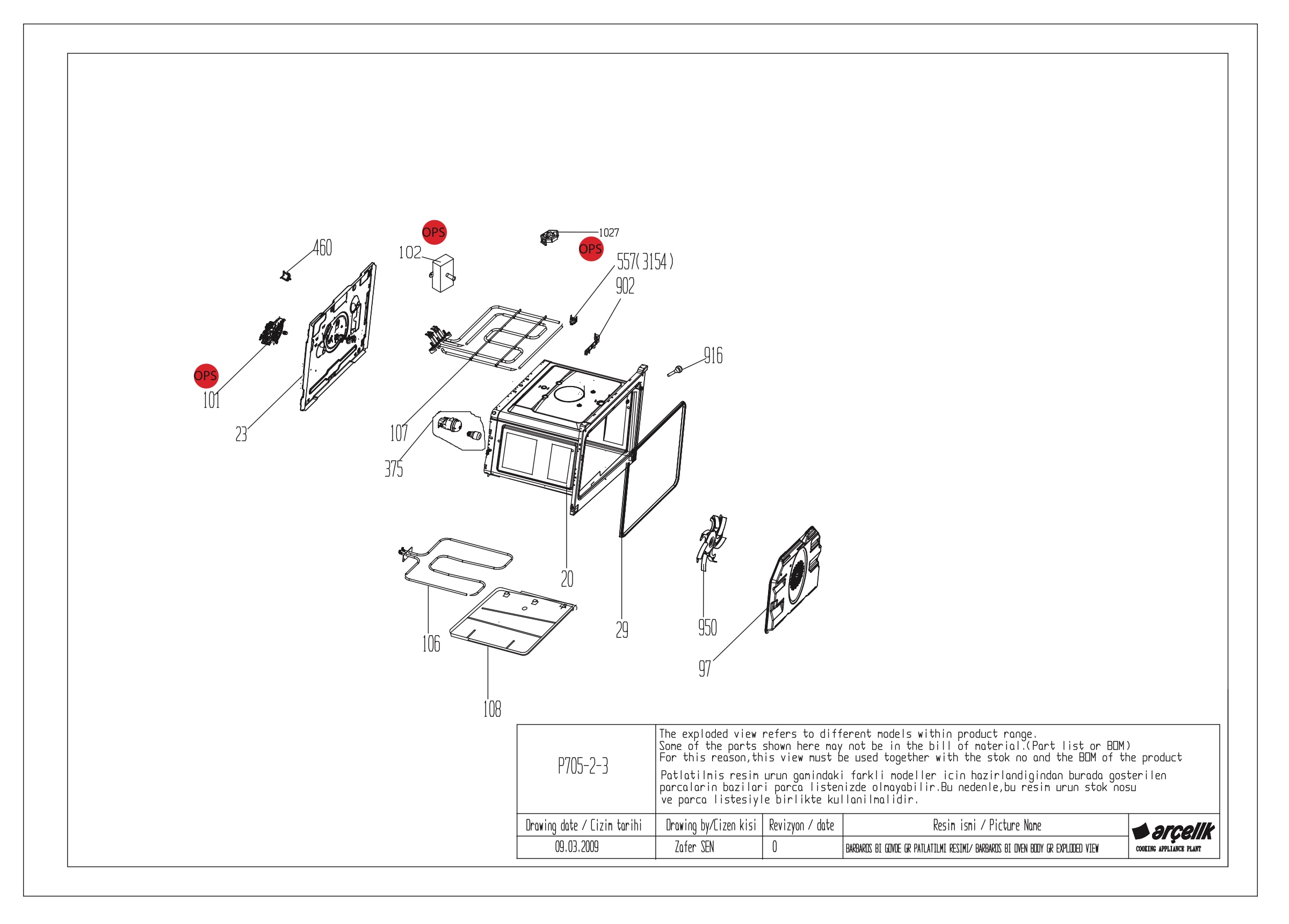 BARBAROS BI OVEN BODY GR EXPLODED VIEW