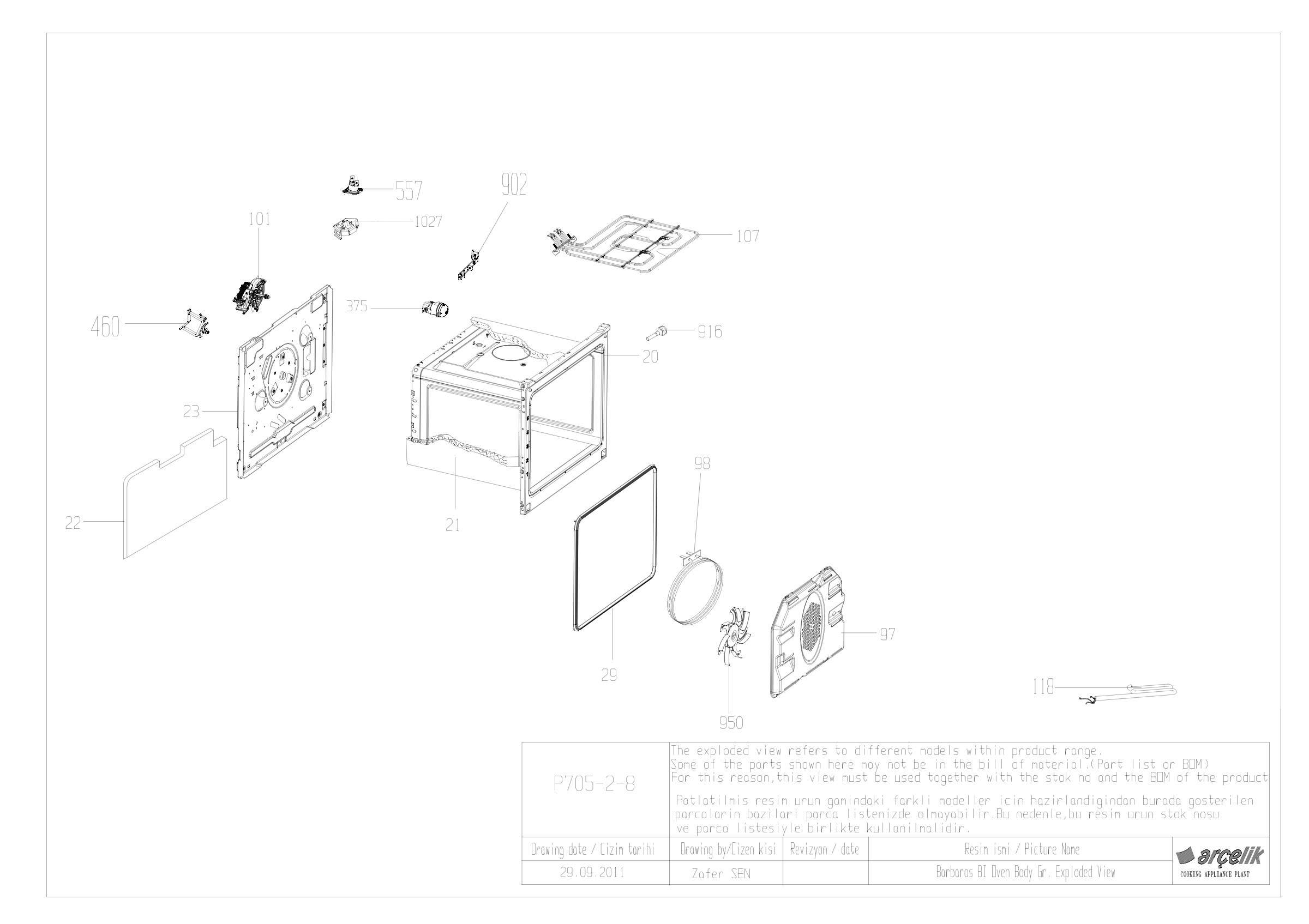 BARBAROS OVEN BODY GR EXPLODED VIEW