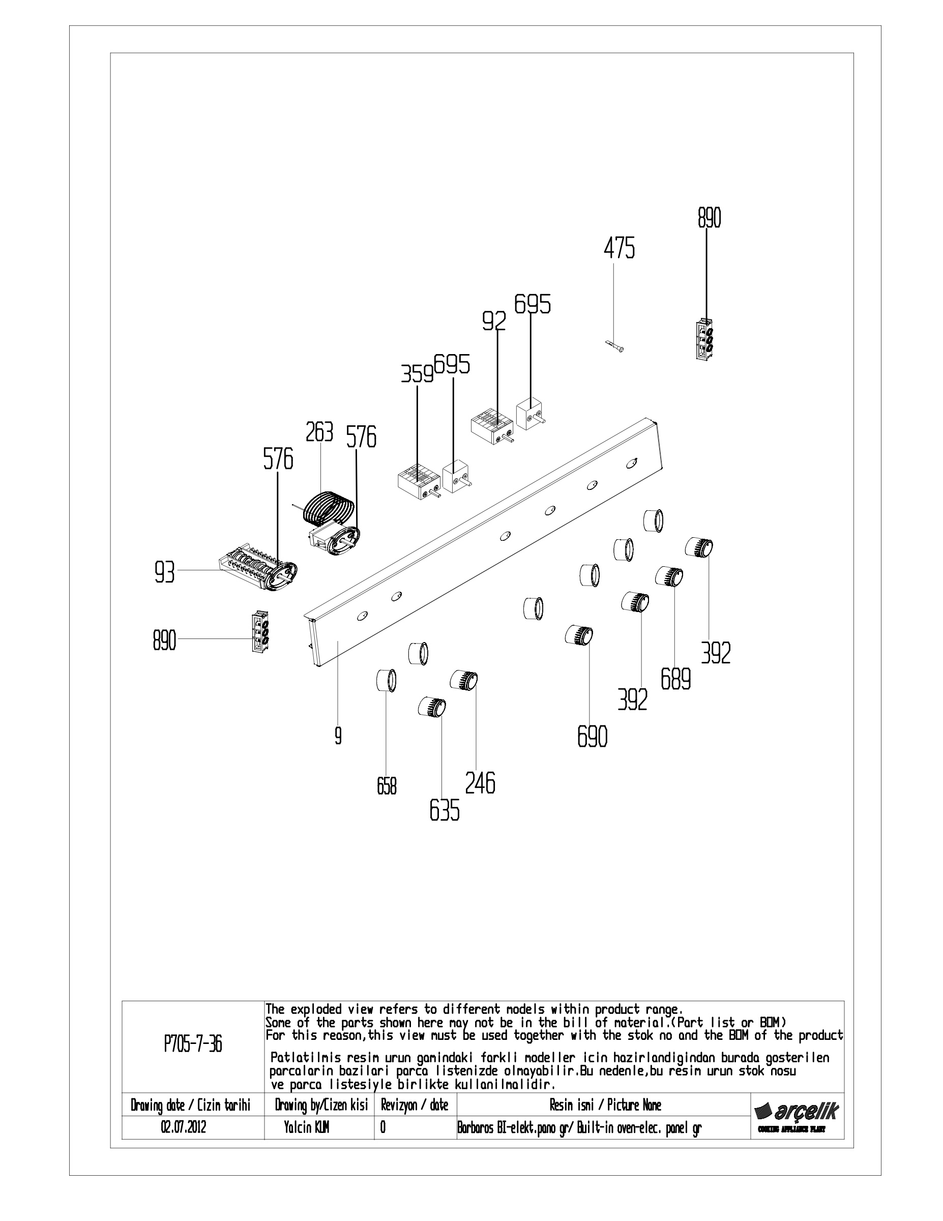 BARBOROS BI CONTROL PANEL GR EXPLODED VIEW