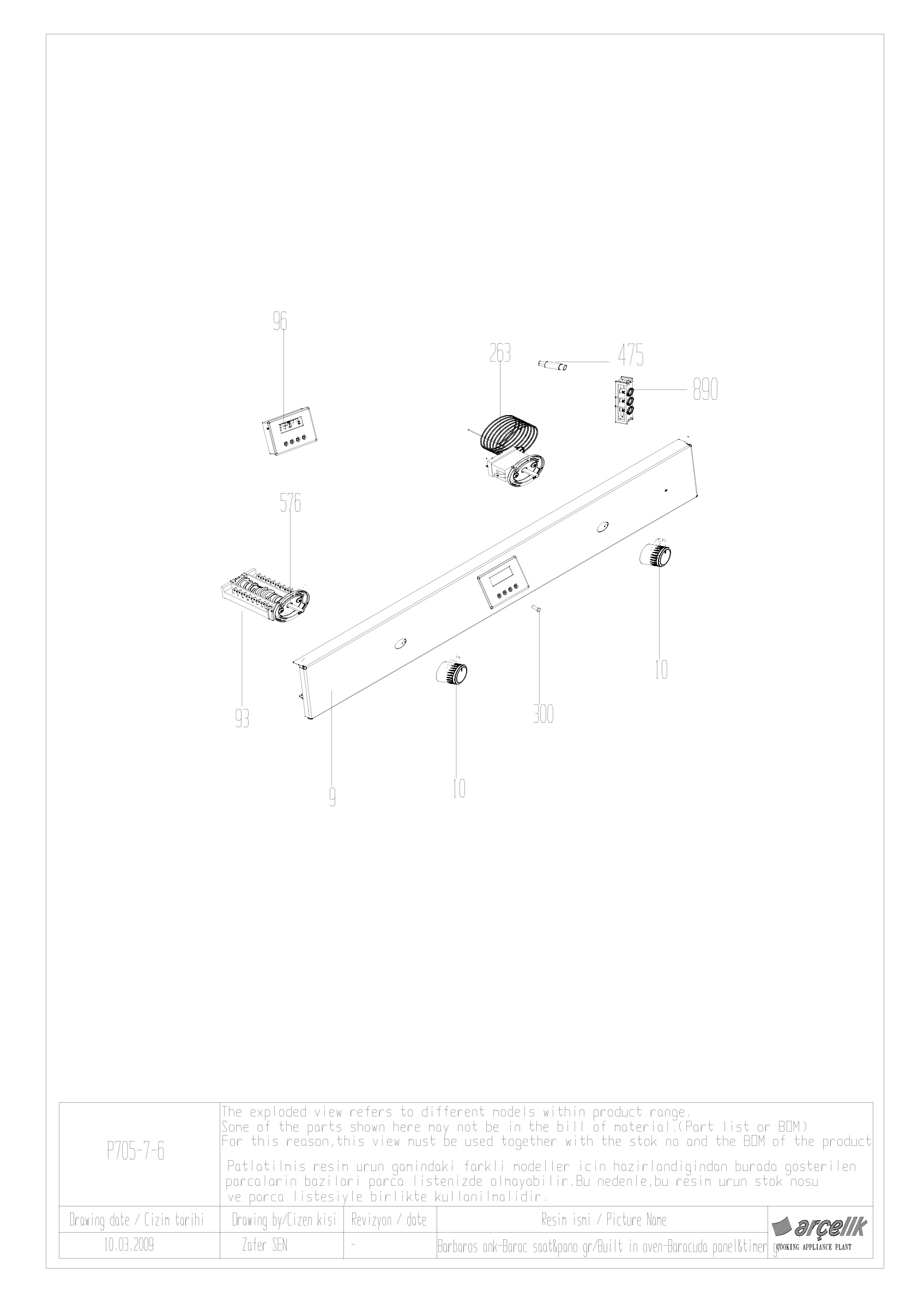 BARBAROS BI CONTROL PANEL GR EXPLODED VIEW