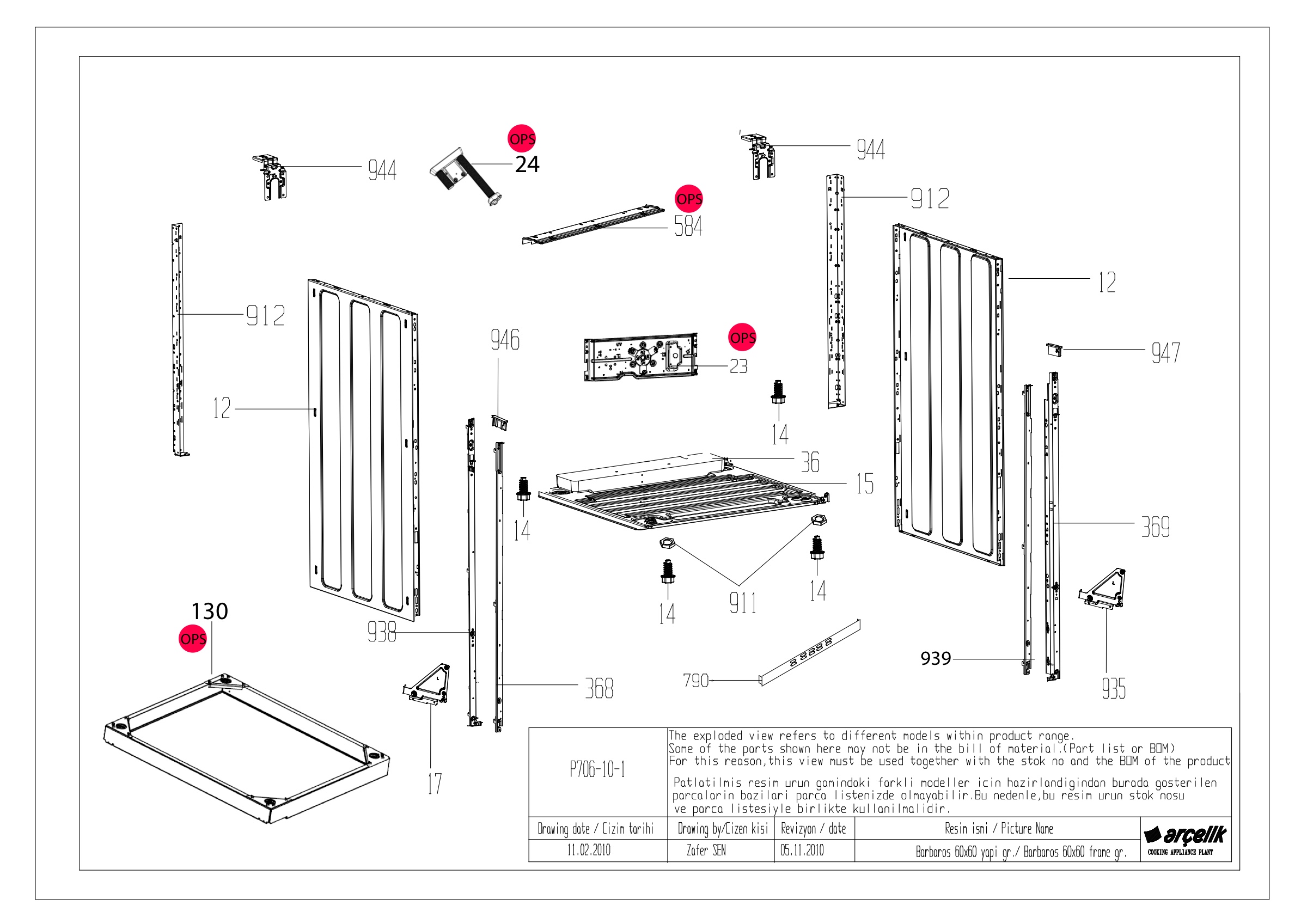 BARBAROS FS OVEN STRUCTURE GR EXPLODED VIEW