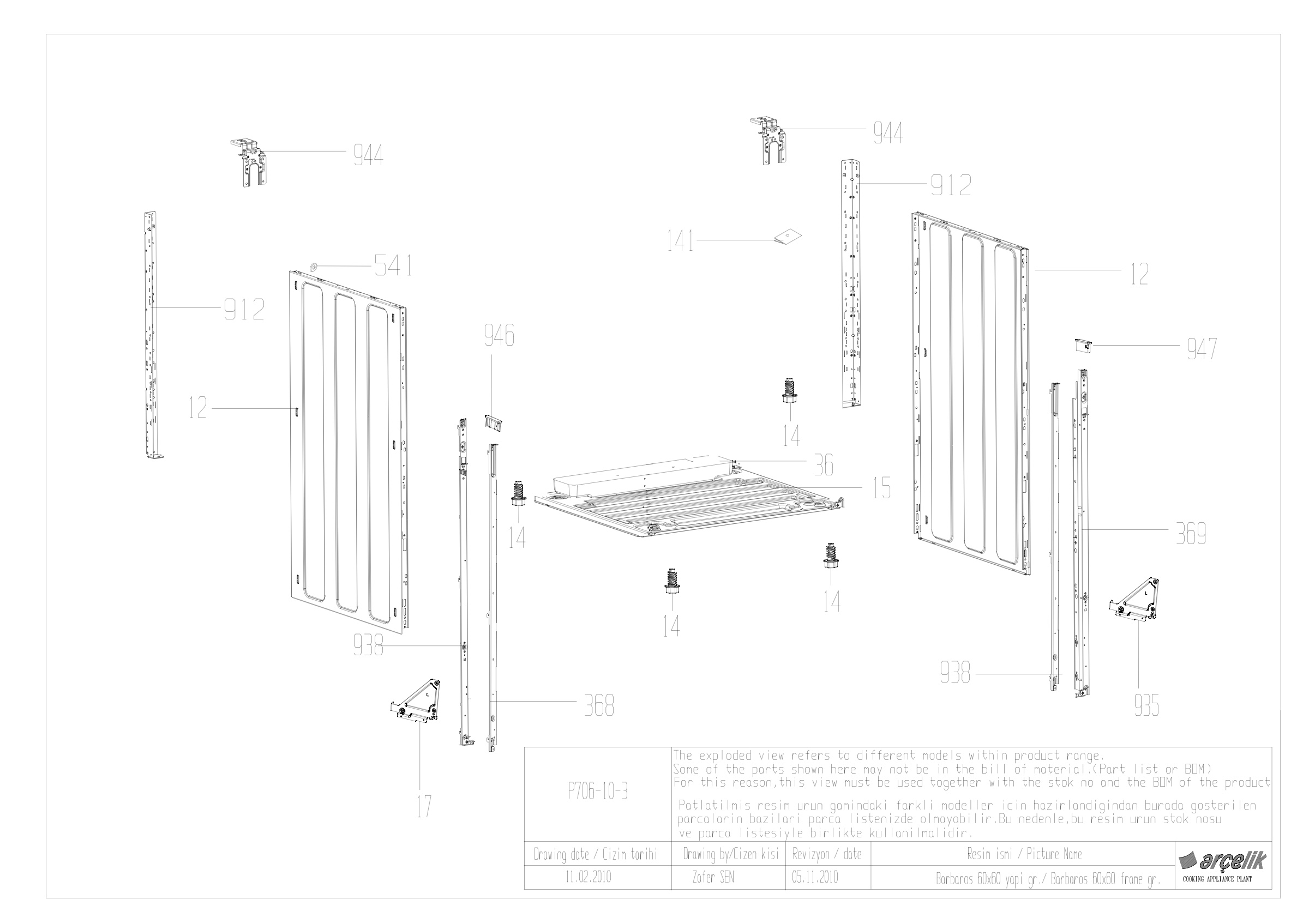 BARBAROS FS OVEN STRUCTURE GR EXPLODED VIEW