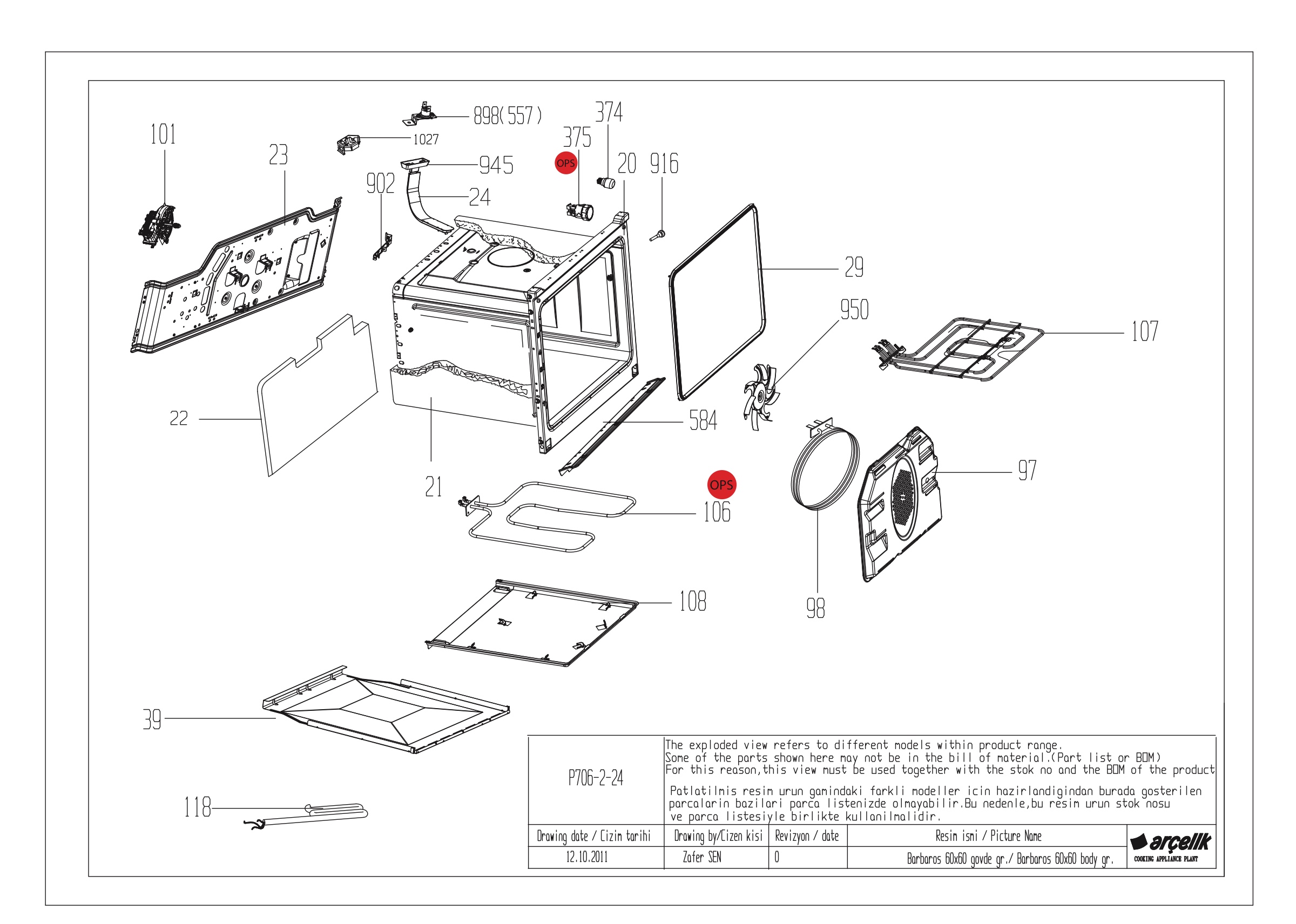 BARBAROS OVEN BODY GR EXPLODED VIEW
