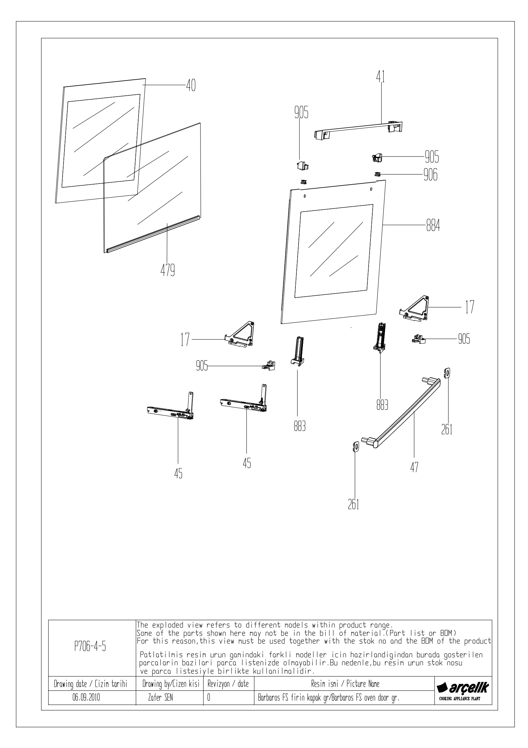 BARBAROS FS THREE GLASS DOOR GR EXPLODED VIEW