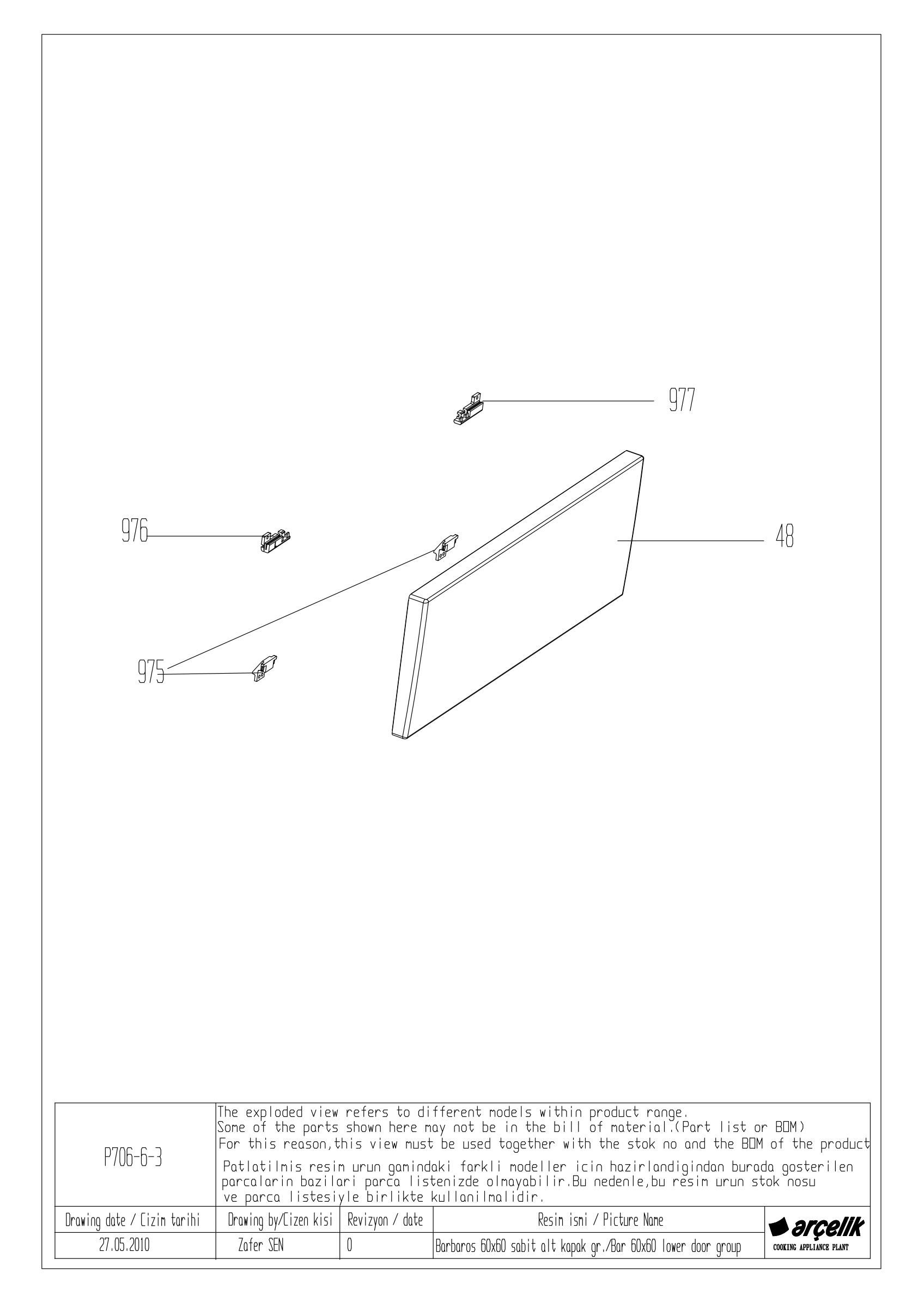 BARBNAROS FS FIXED LOWER DOOR GR EXPLODED VIEW