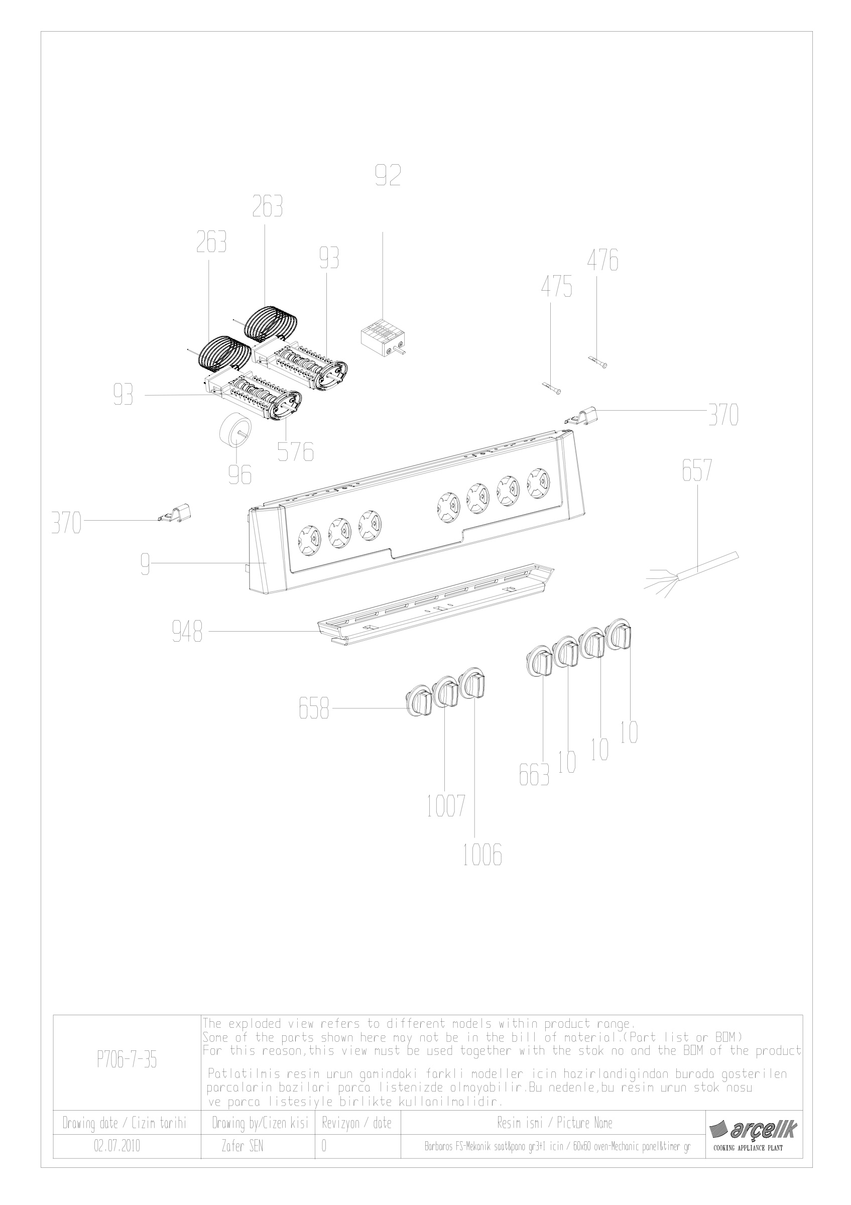 BARBAROS FS DOUBLE 3G+1 CONTROL PANEL GR EXPLODED VIEW
