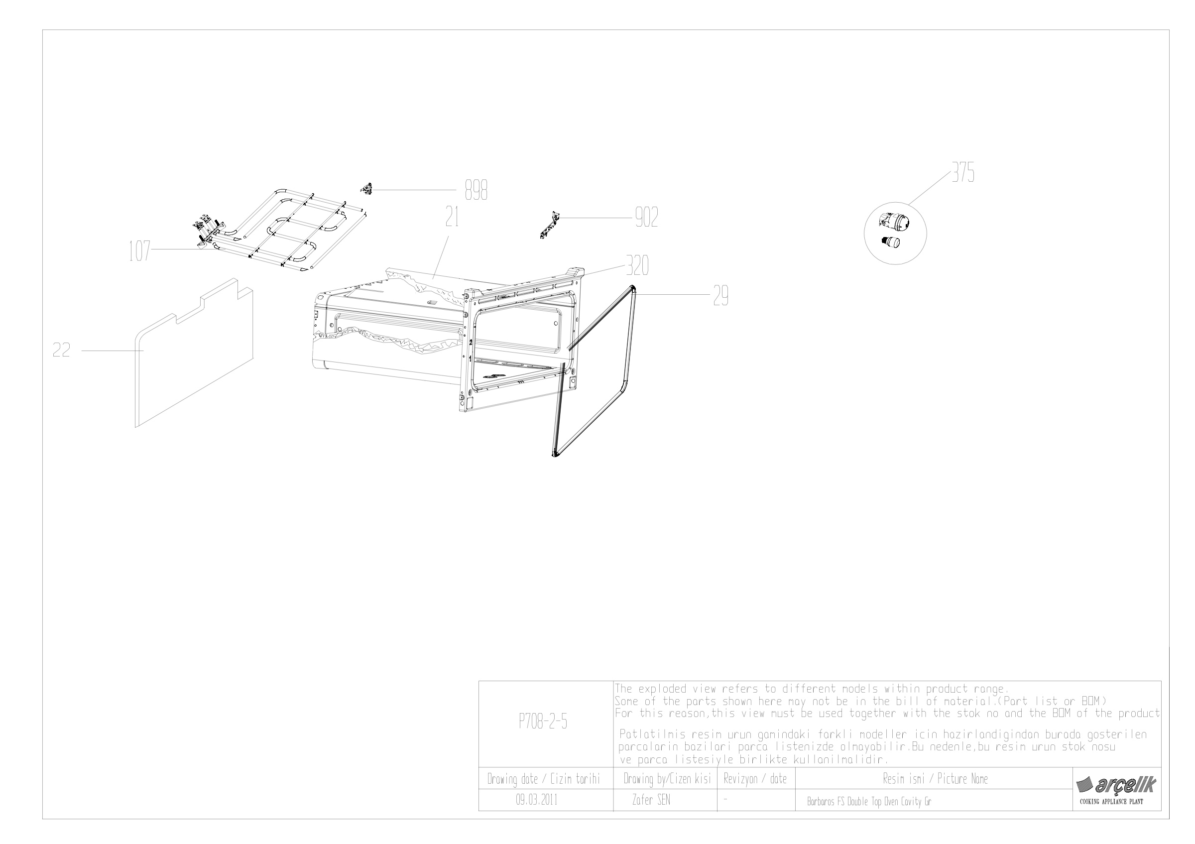 BARBAROS FS DOUBLE TOP OVEN GR EXPLODED VIEW