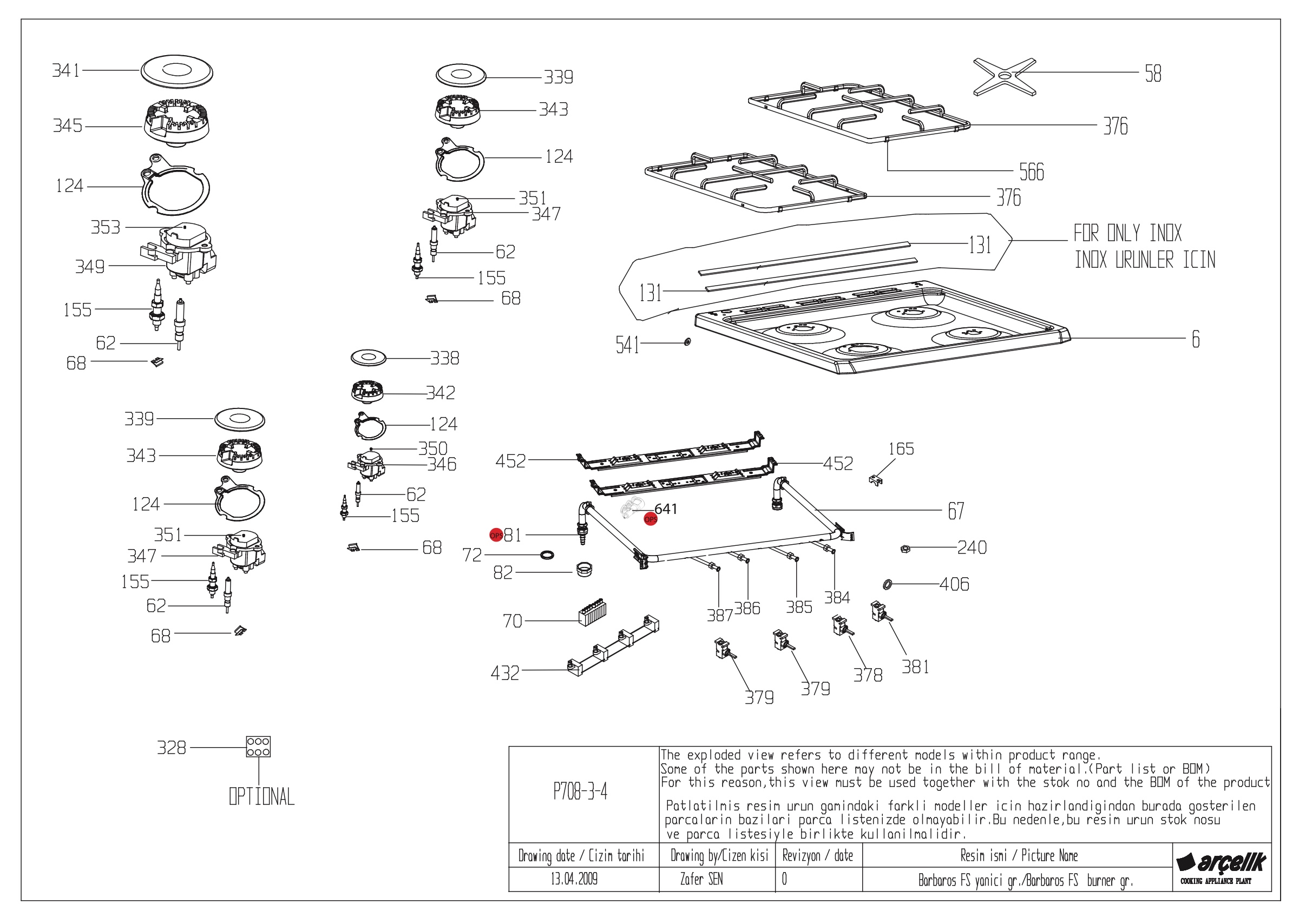 BARBAROS DOUBLE FS 4G TOP BURNER GR EXPLODED VIEW