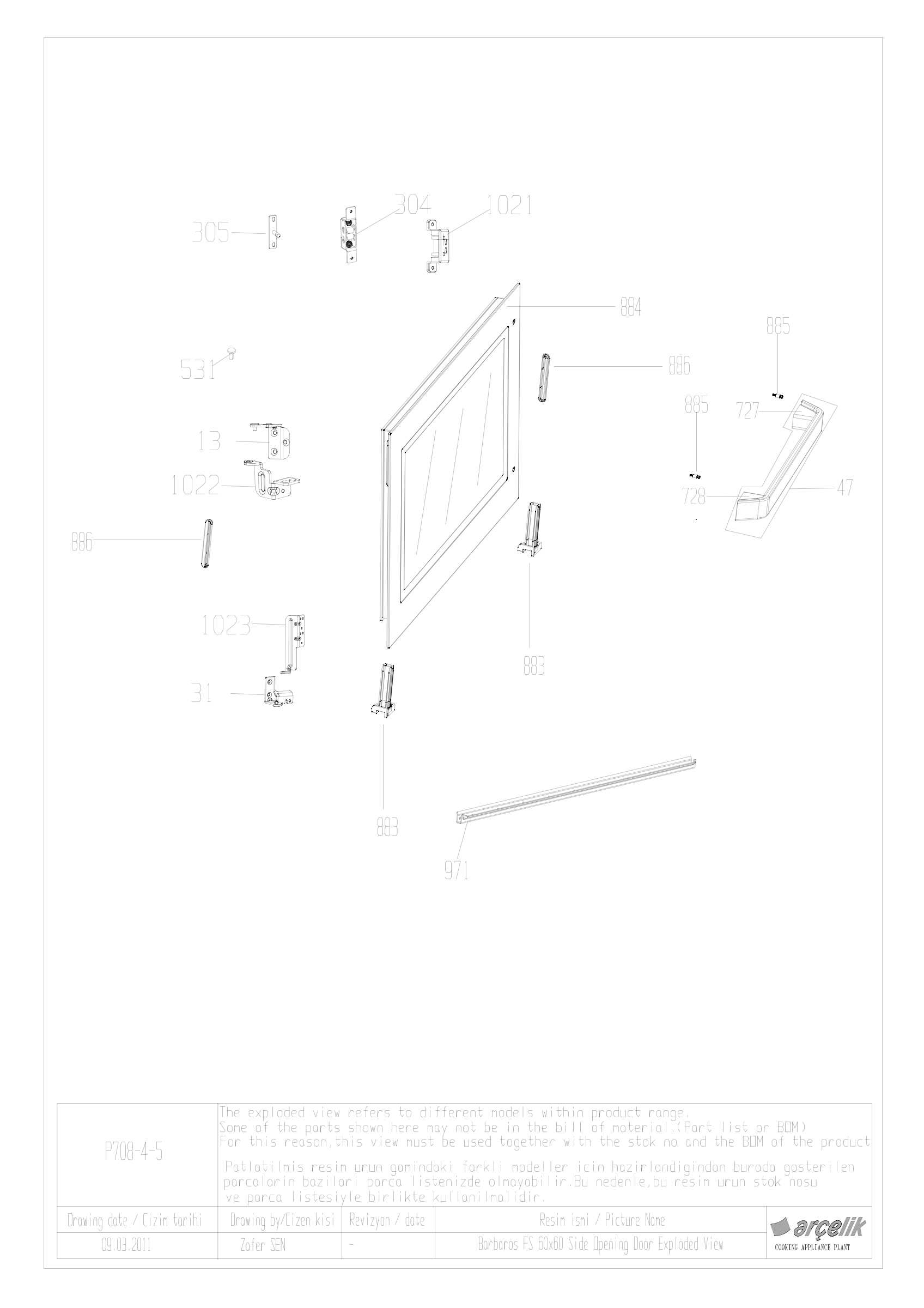 BARBAROS FS BOTTOM DOOR GE EXPLODED VIEW