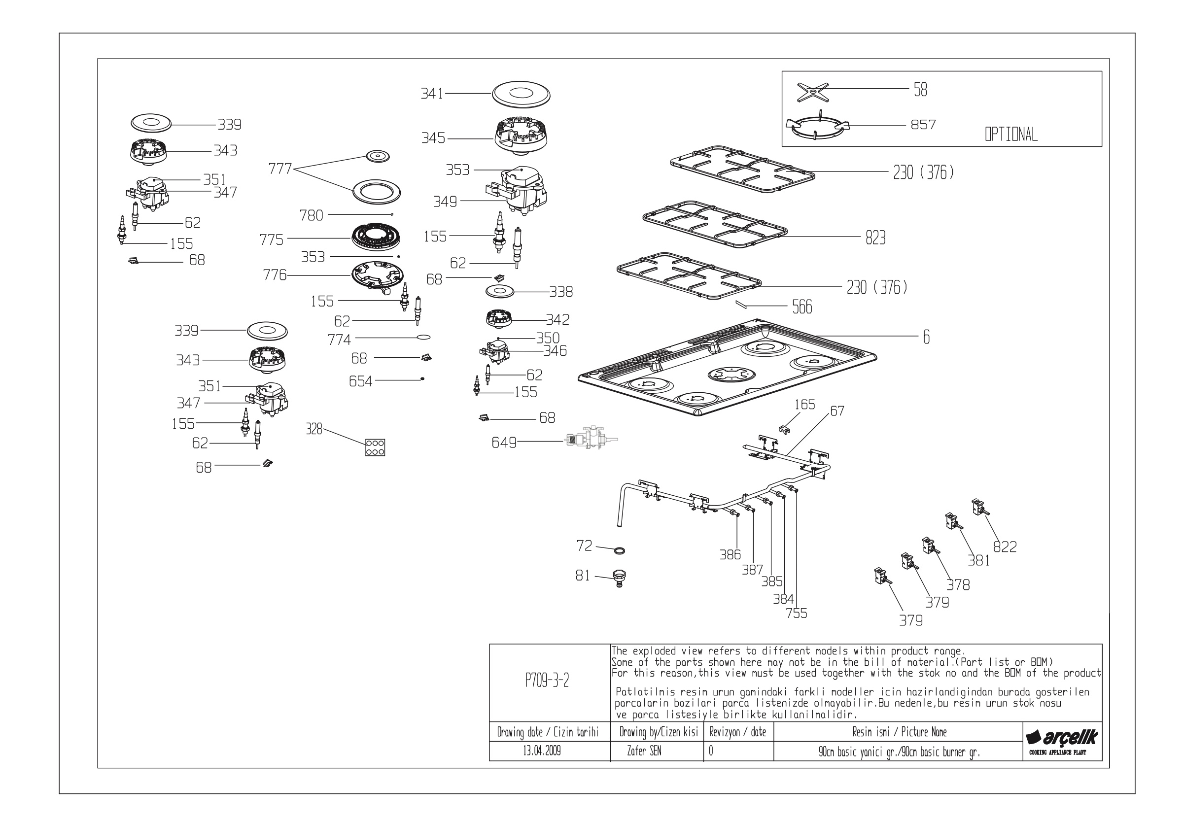 90CM GIANT TOP BURNER GR EXPLODED VIEW