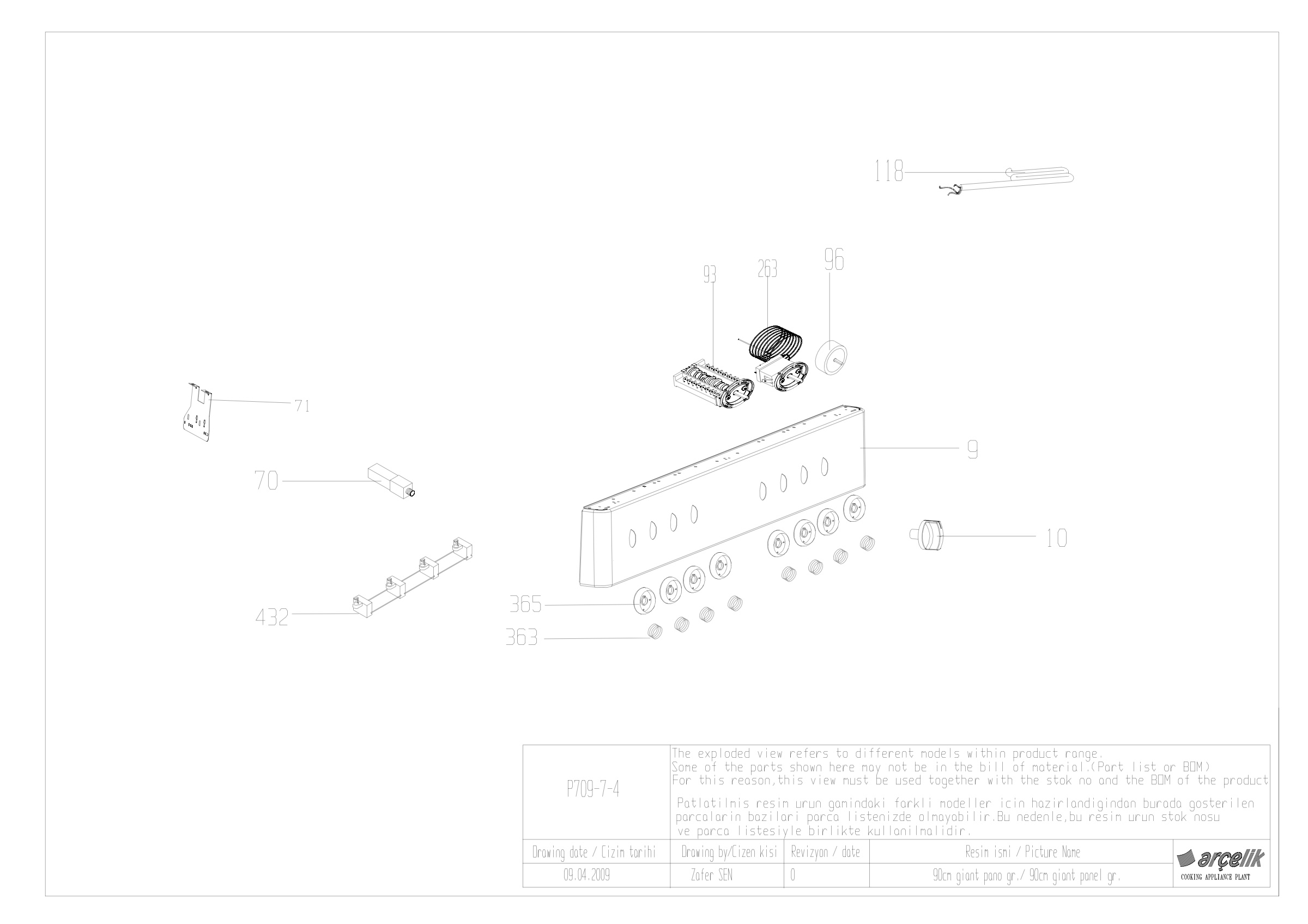 90 CM GIANT CONTROL PANEL GR EXPLODED VIEW