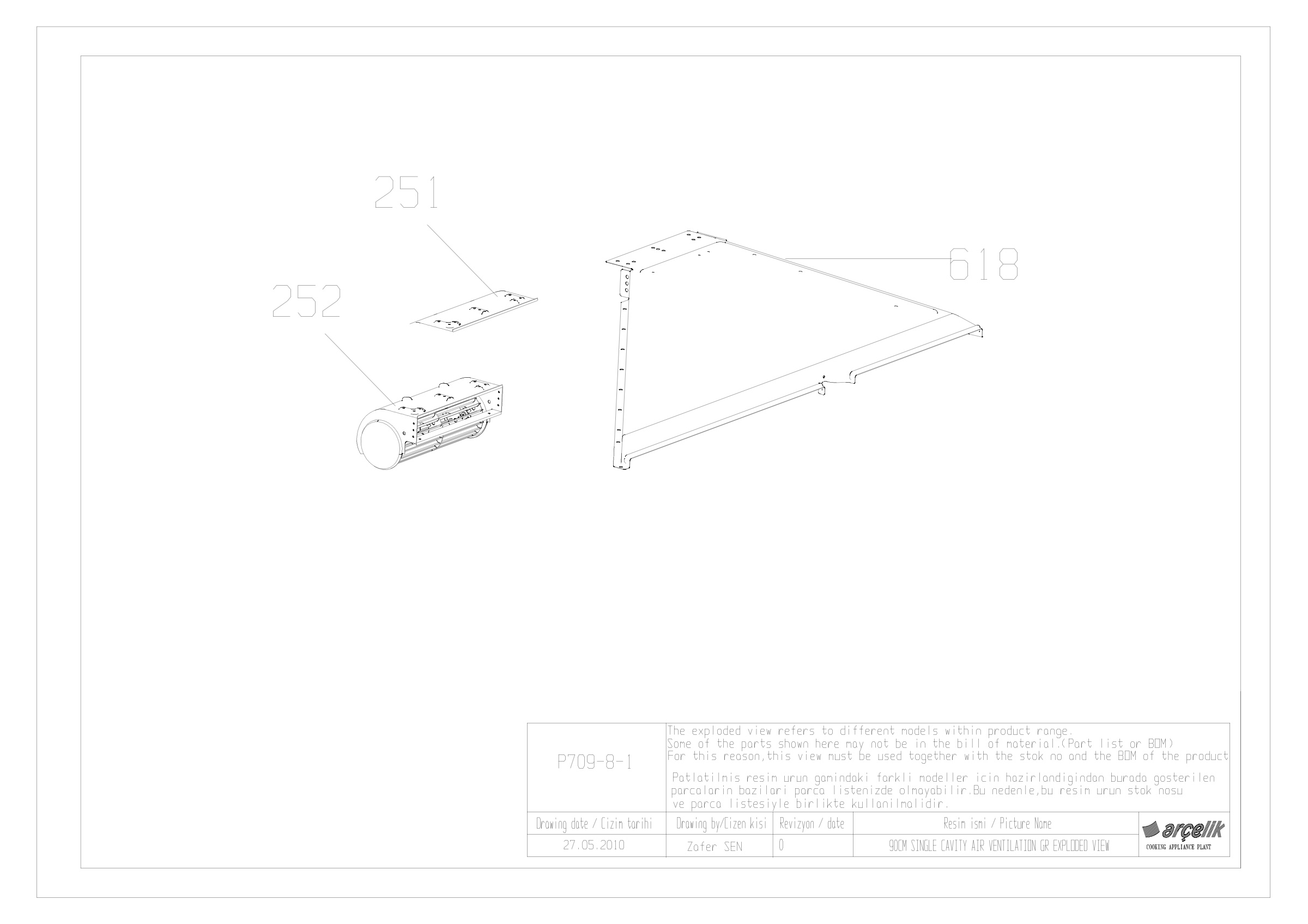 90CM SINGLE CAVITY OVEN AIR VENTILATION GR EXPLODED VIEW
