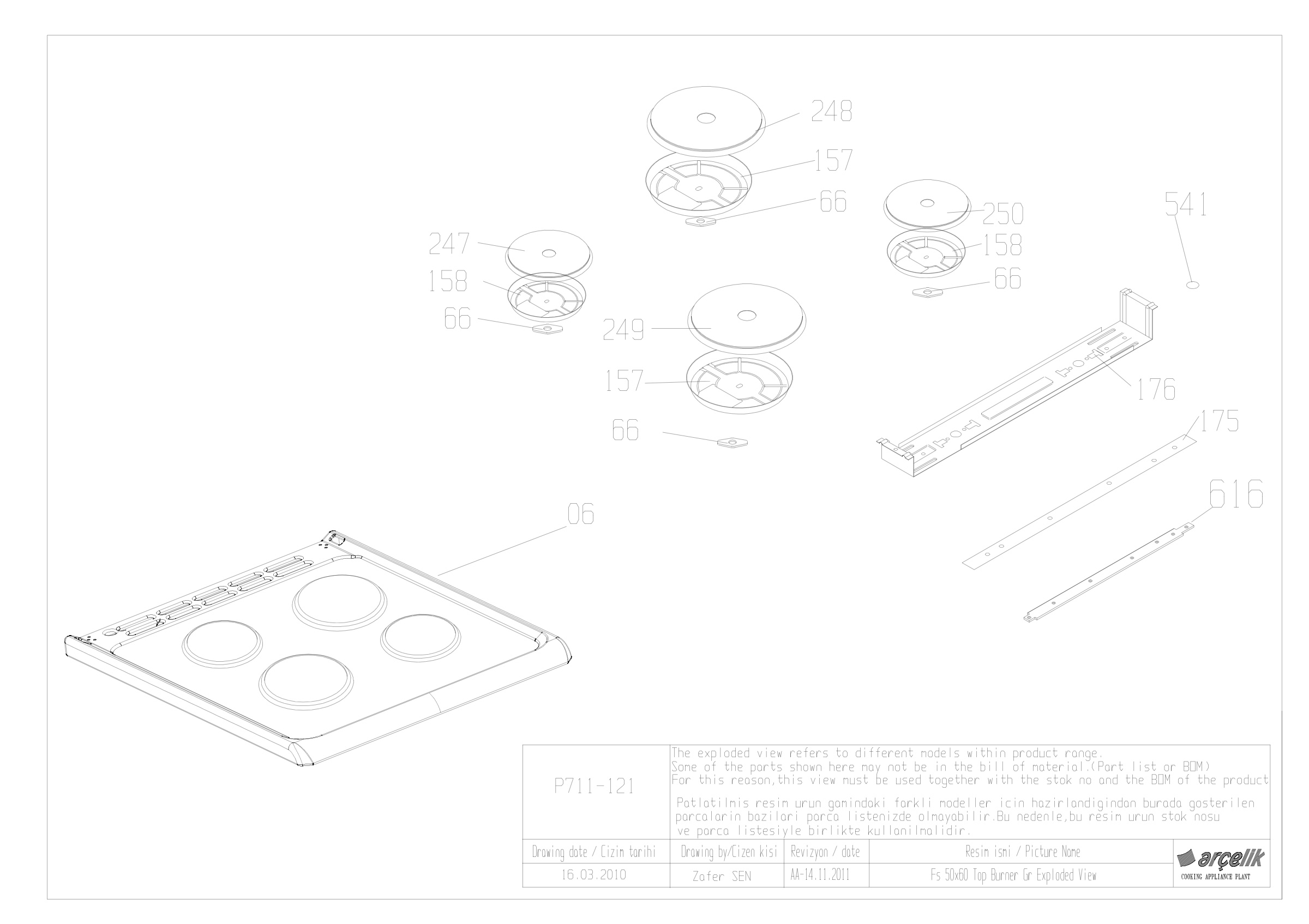 FS 50X60 TOP BURNER GR EXPLODED VIEW