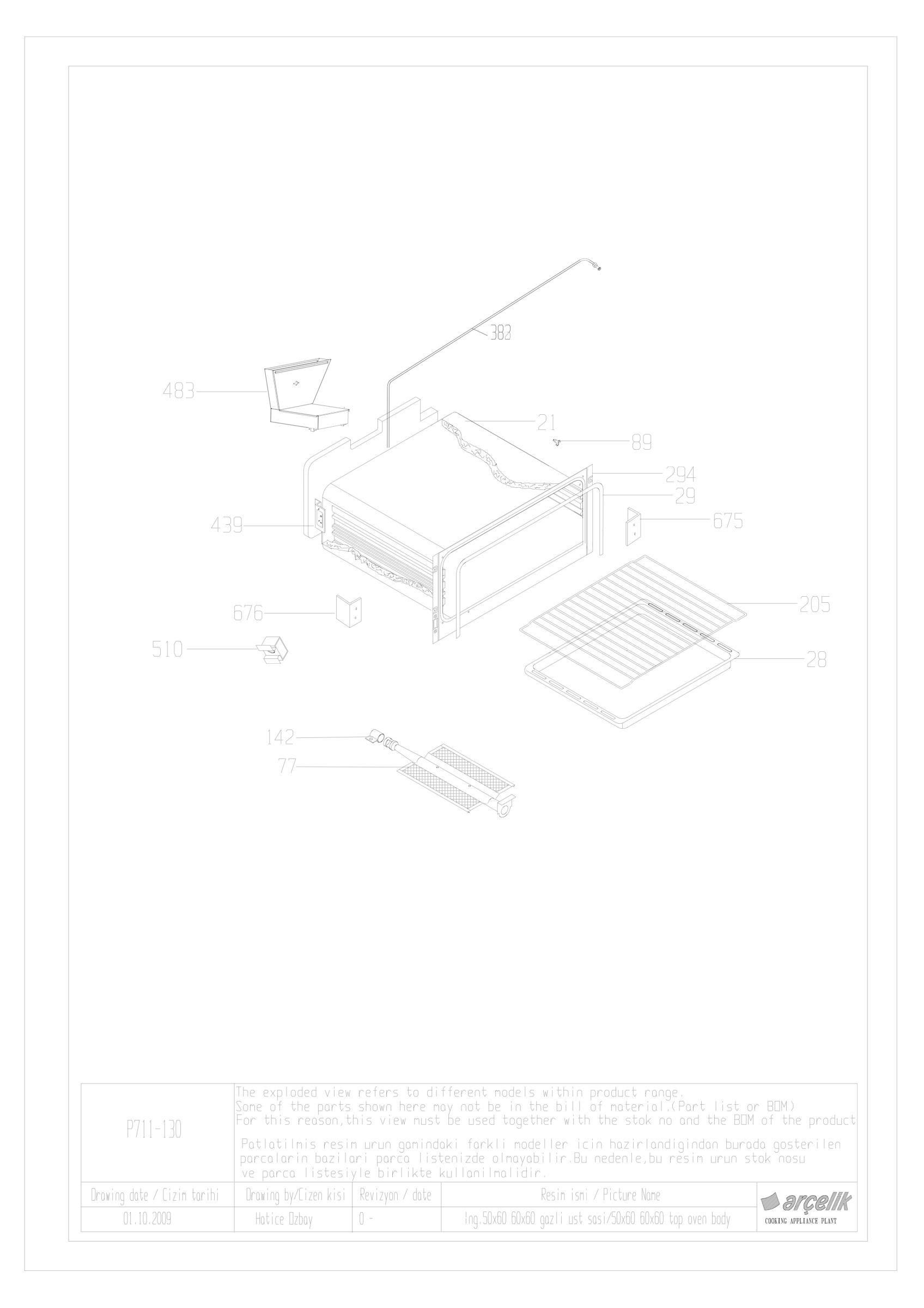 Gass oven top body gr