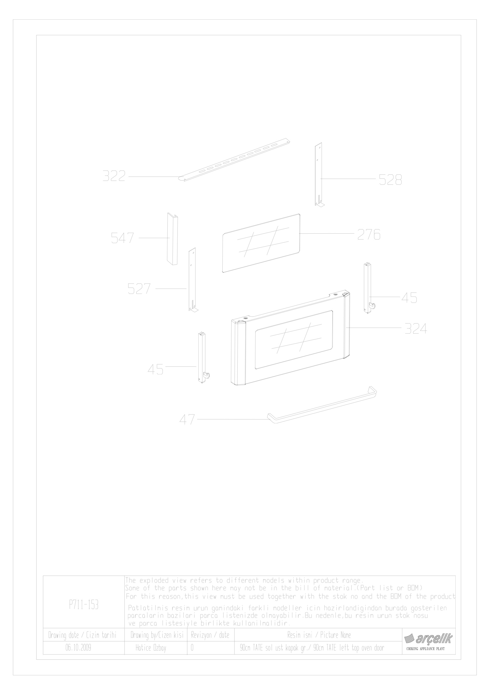 90cm TATE left upper door