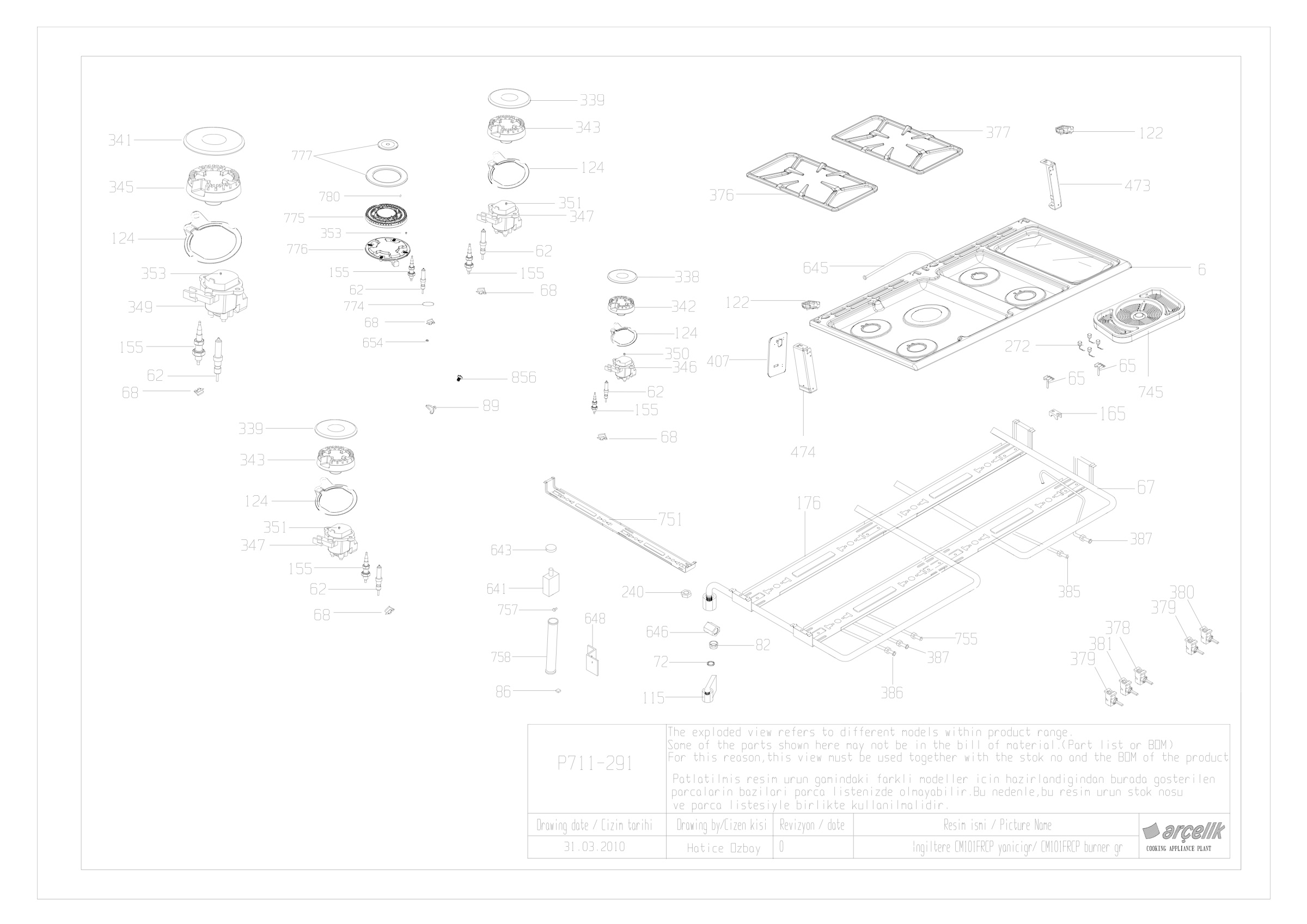 ENGLAND CM 101 FRCP EXPLODED VIEW