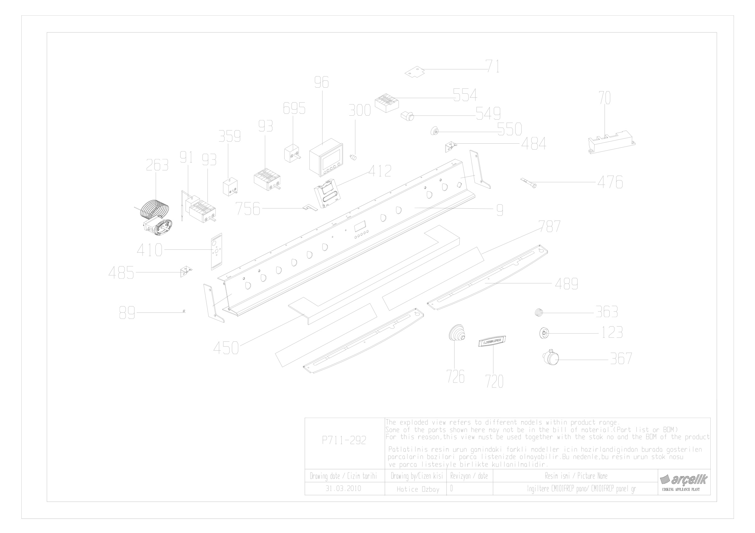 ENGLAND CM 101 FRCP CONTROL PANEL EXPLODED VIEW