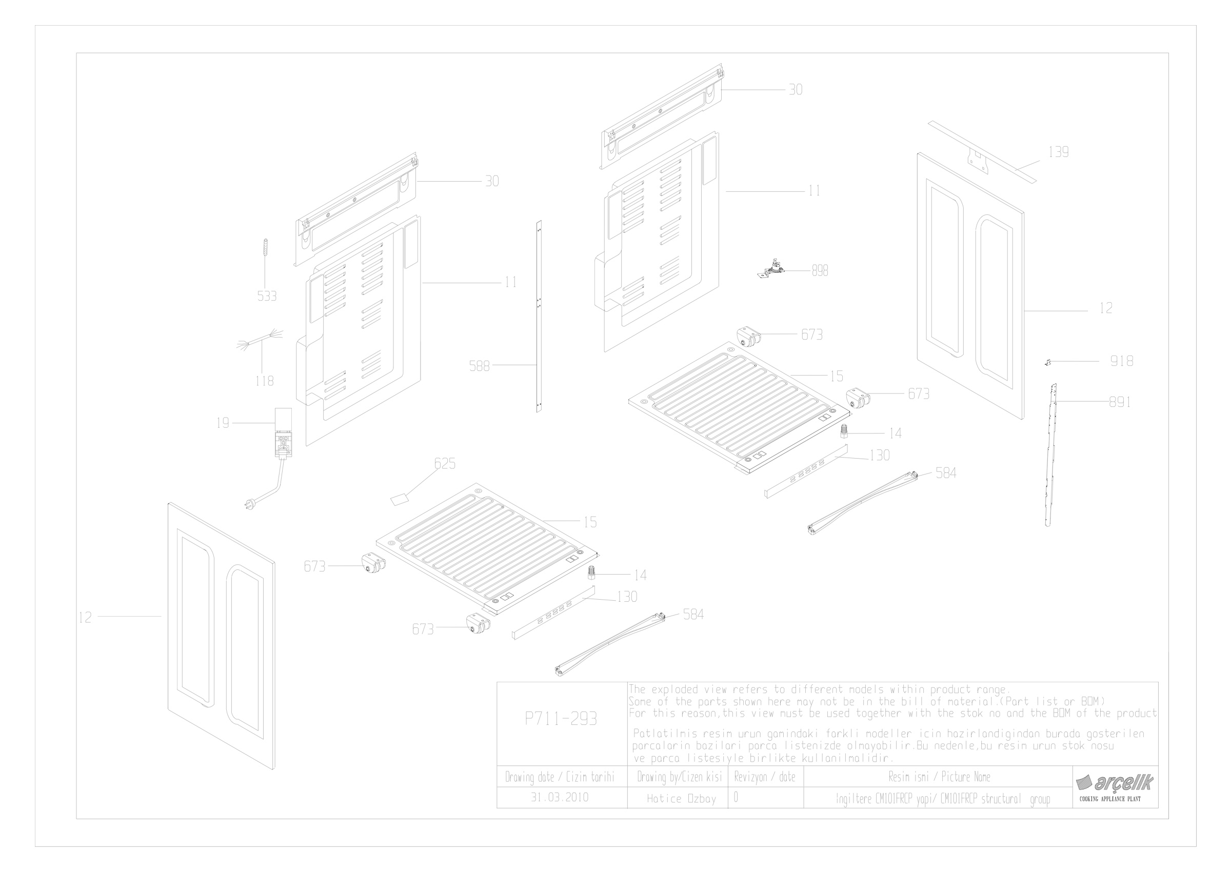 ENGLAND CM 101 FRCP OVEN STRUCTURE EXPLODED VIEW