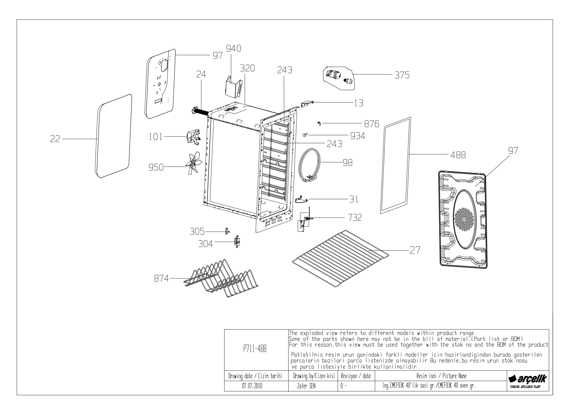 90CM TATE 40 CM CAVITY GR EXPLODED VIEW