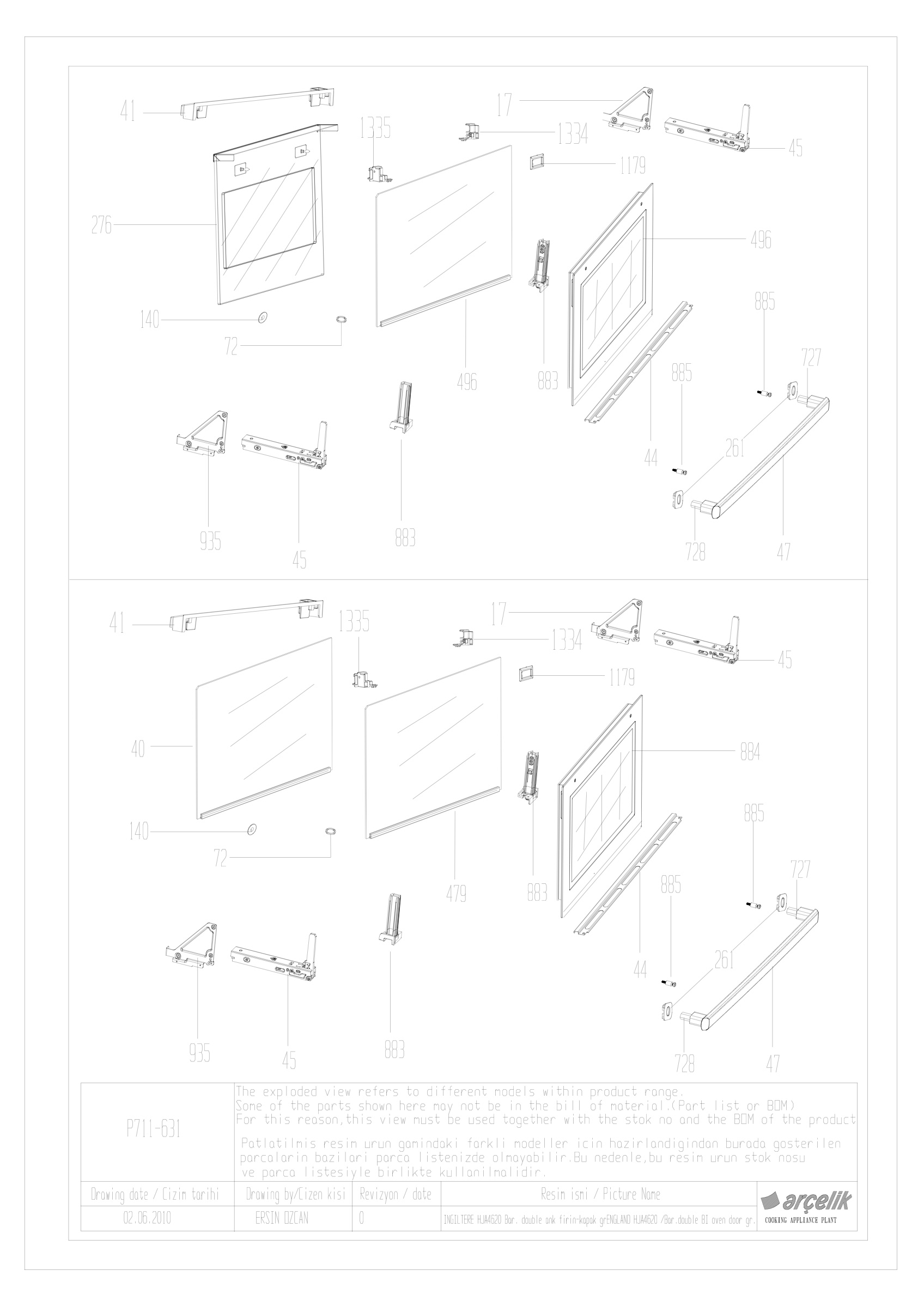 HJA 4620 FRONT DOORS EXPLODED VIEW