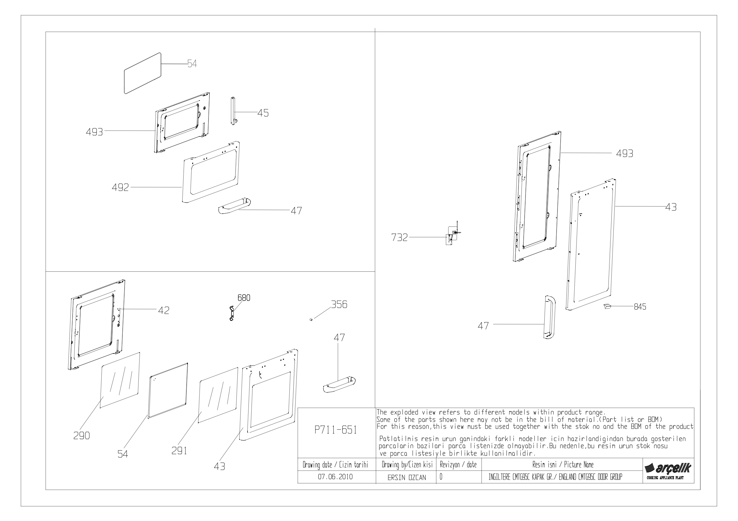 CMTG95C FRONT DOORS EXPLODED VIEWS