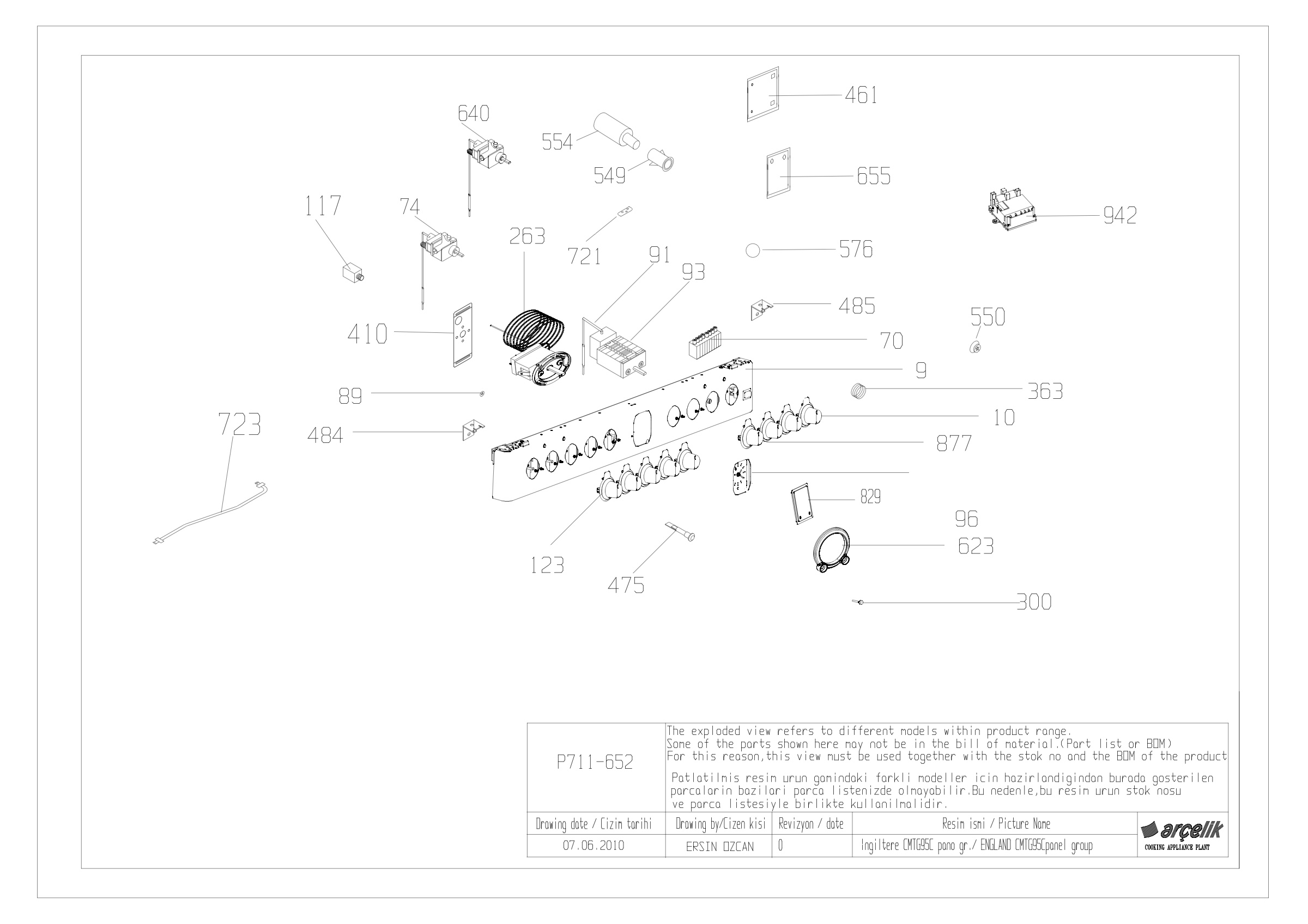 CMTG95C CONTROL PANEL GR EXPLODED VIEW