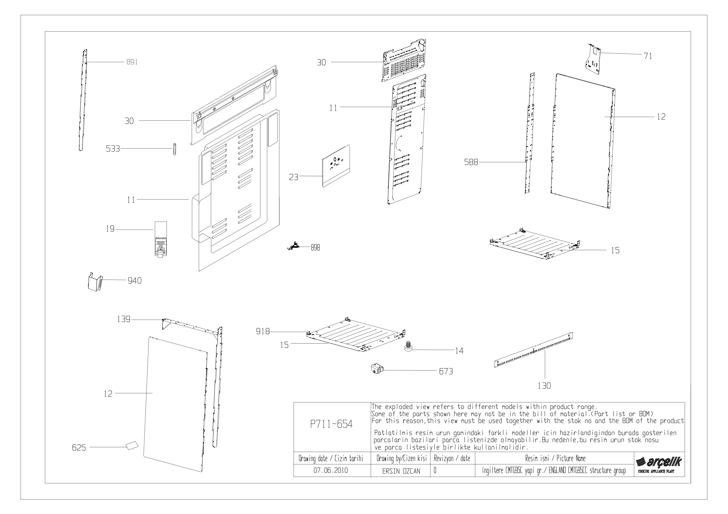 CMTG95C OVEN STRUCTURE GR EXPLODED VIEW
