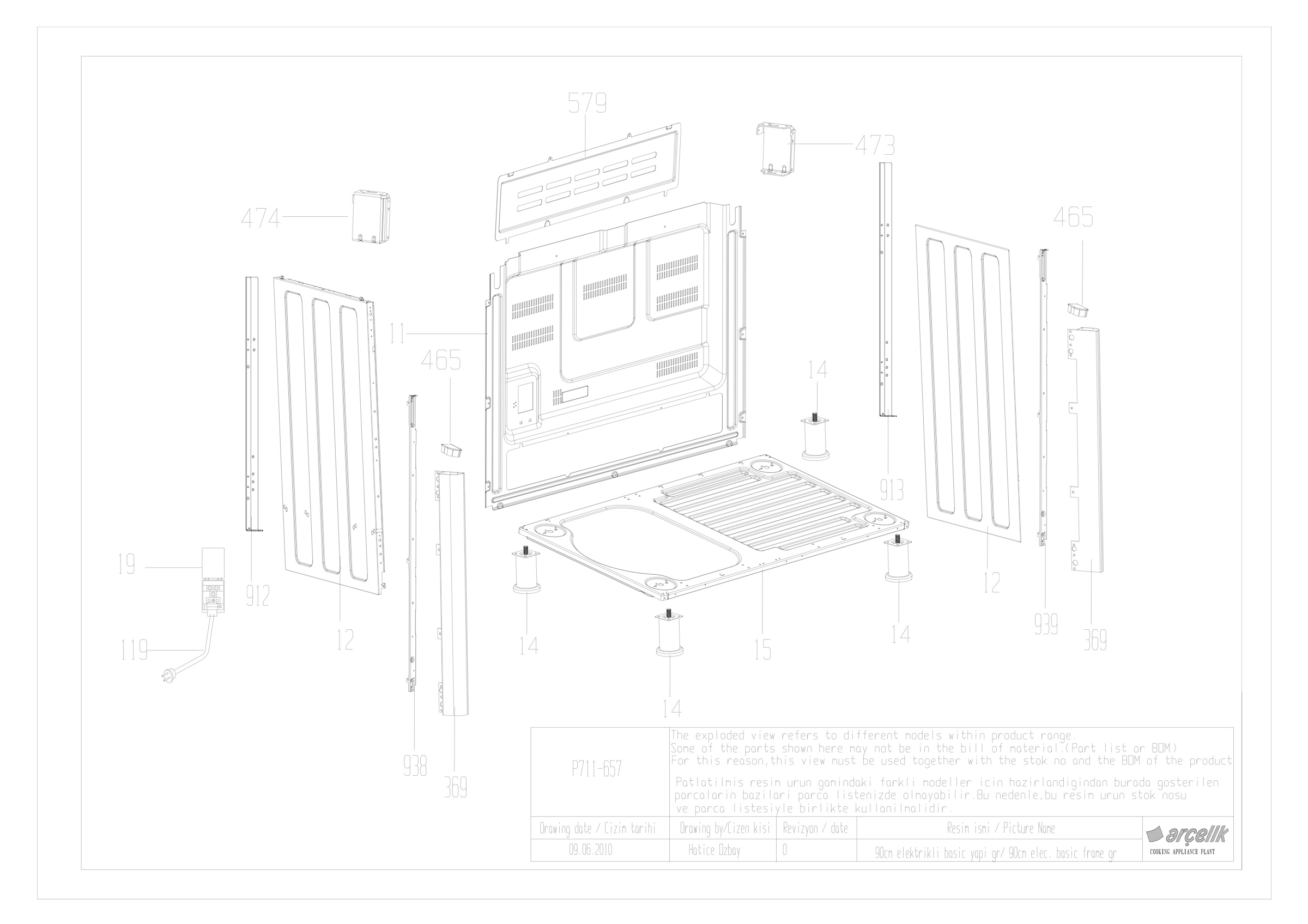 90cm oven structure group