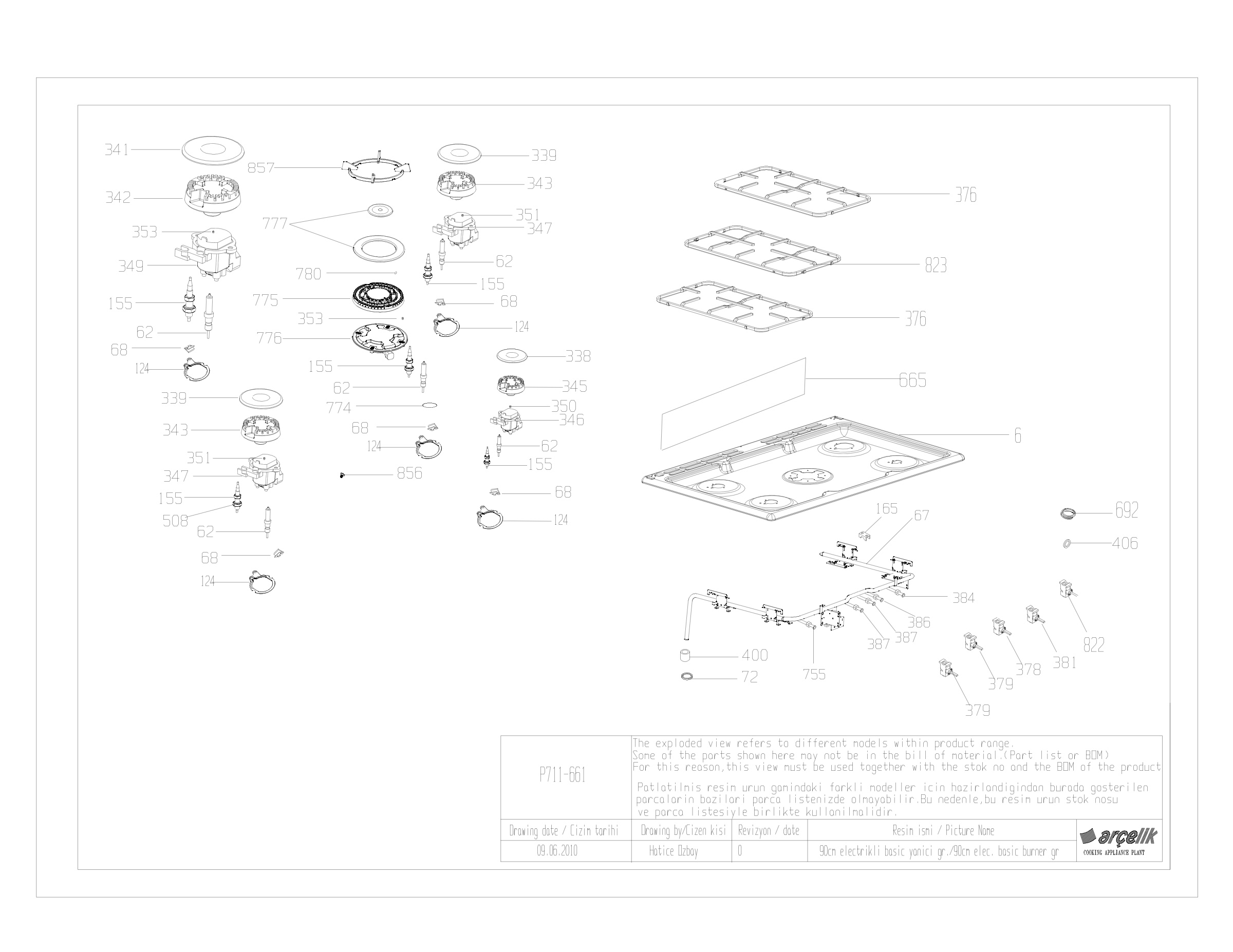 90cm oven burner group