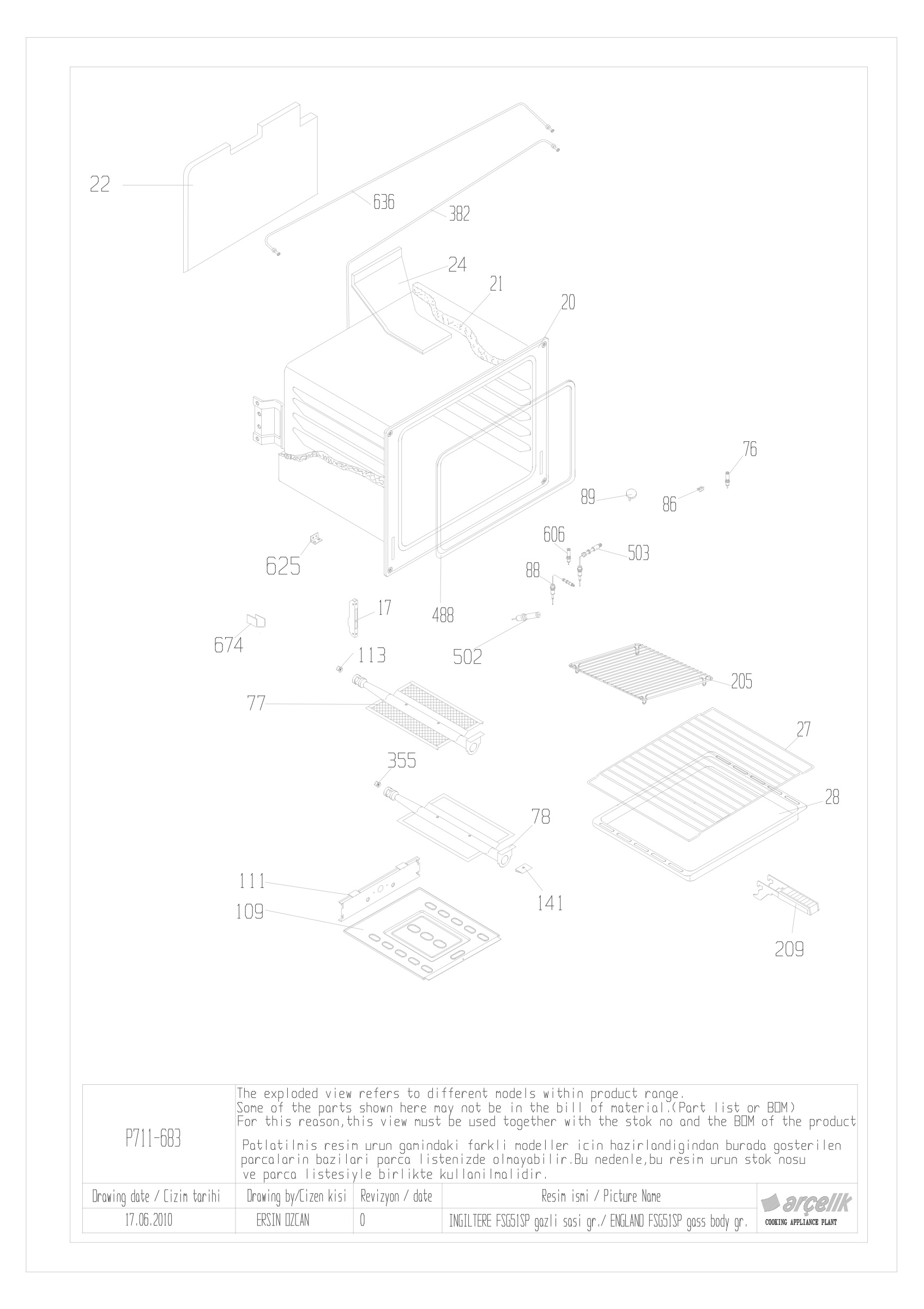 FSG 51 SP OVEN CAVITY GR EXPLODED VIEW