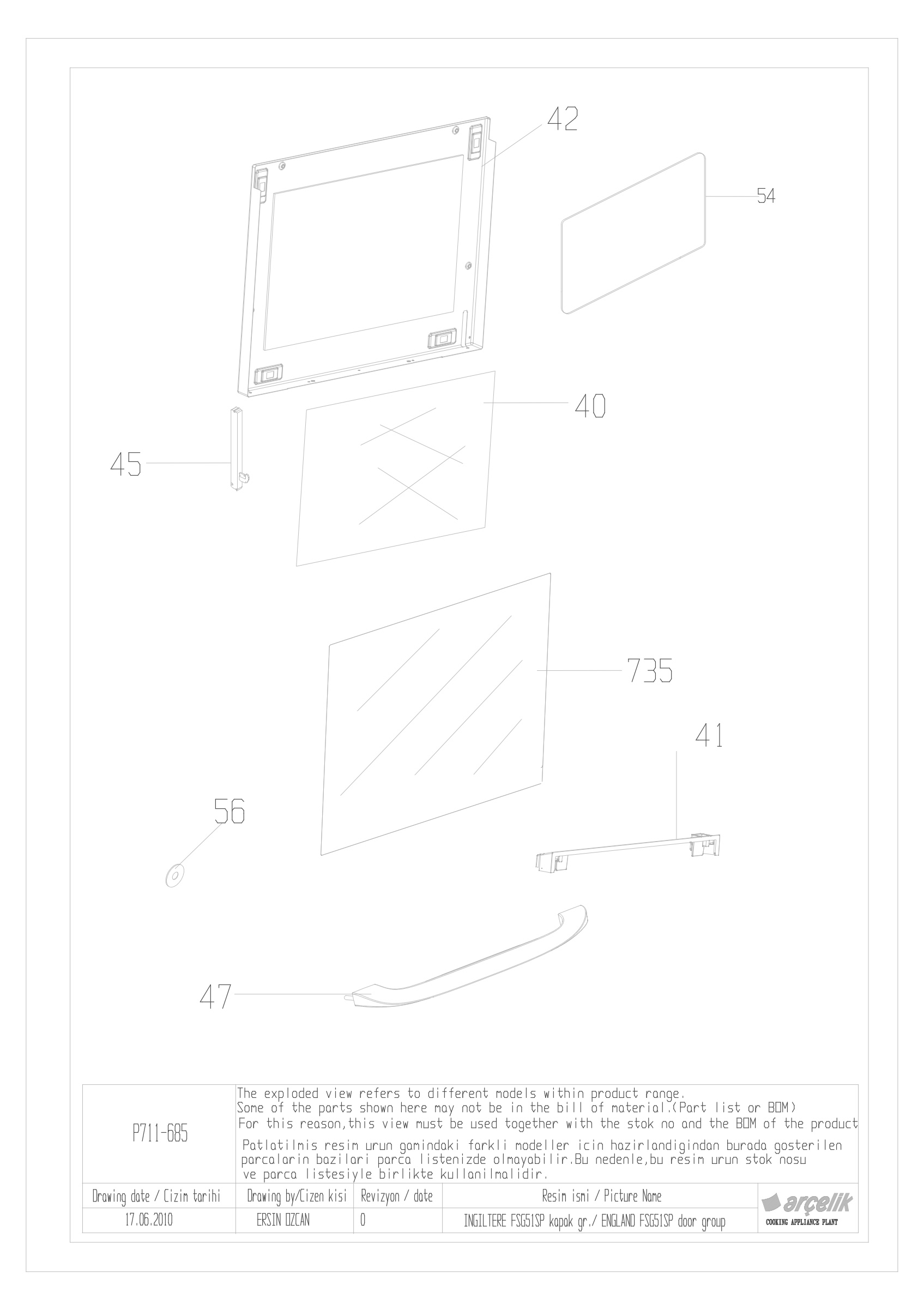 FSG 51 SP FRONT DOOR GE EXPLODED VIEW