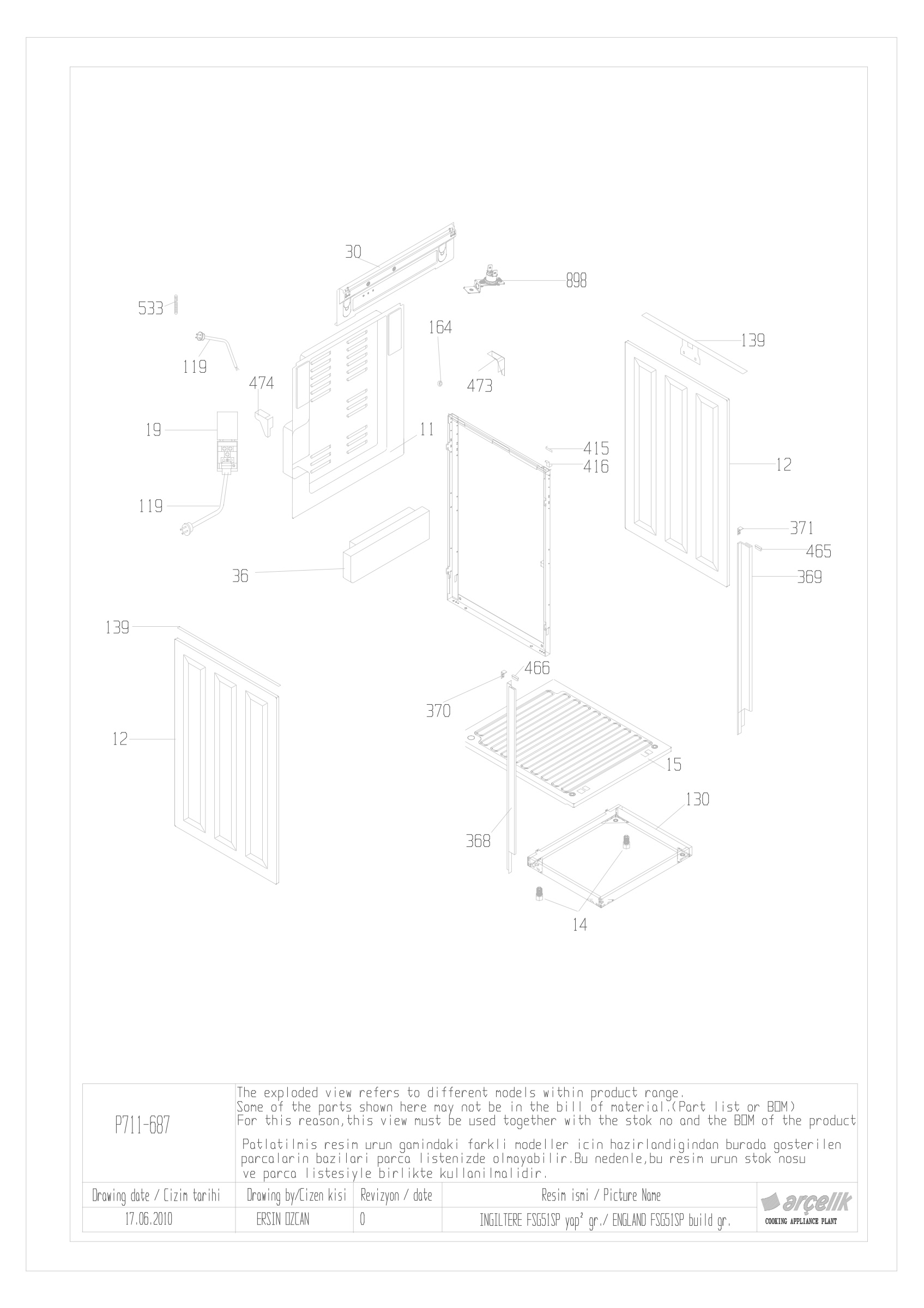 FSG 51 SP OVEN STRUCTURE EXPLODED VIEW