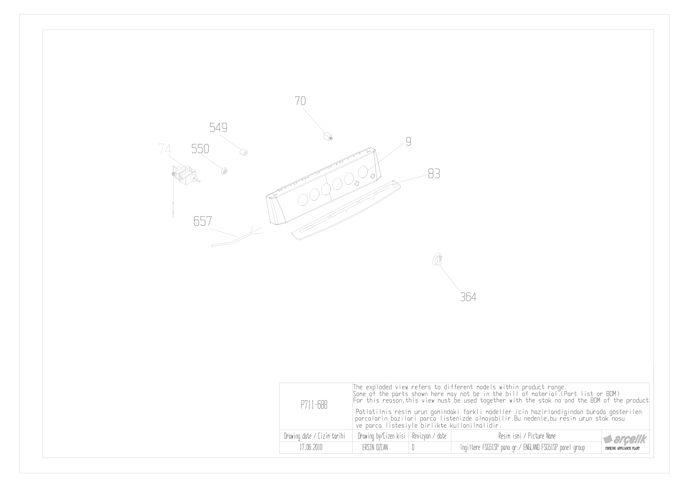 FSG 51 SP CONTROL PANEL GR EXPLODED VIEW