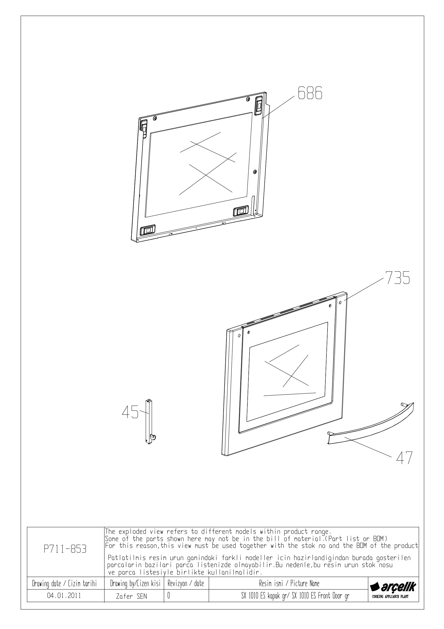 SX 1010 ES FRONT DOOR GR EXPLODED VIEW