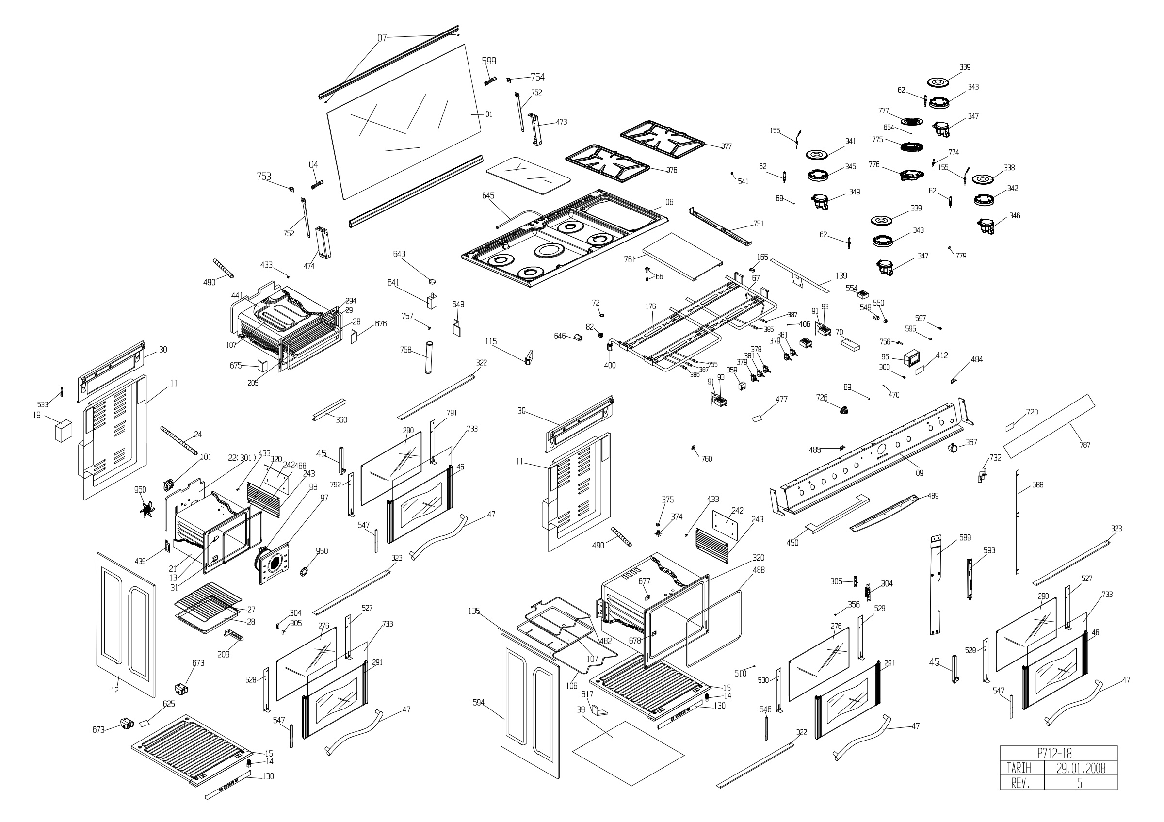 100X60X90 OVEN EXPLODED VIEW