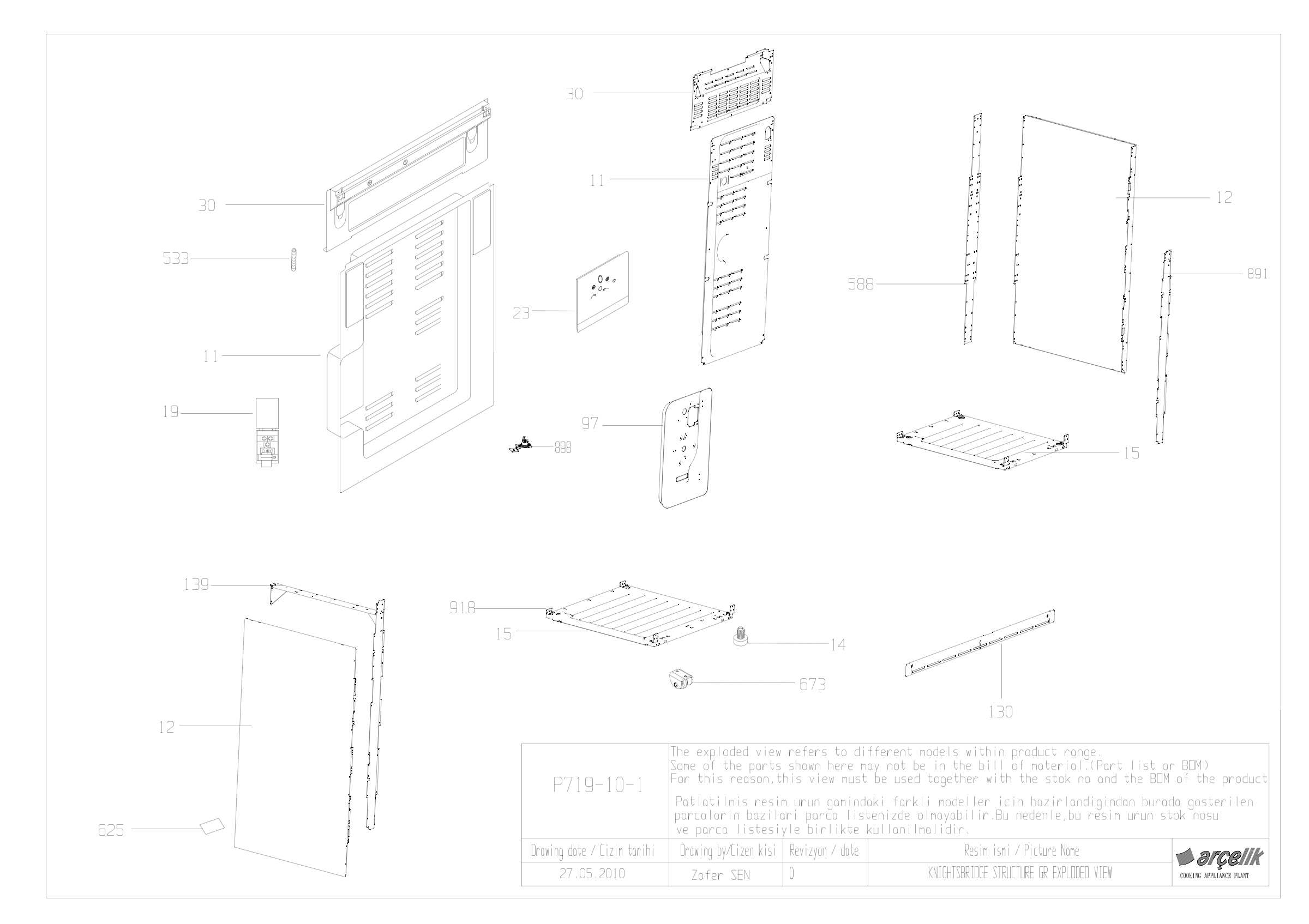 90 CM KNIGHTSBRIDGE OVEN STRUCTURE GR EXPLODED VIEW