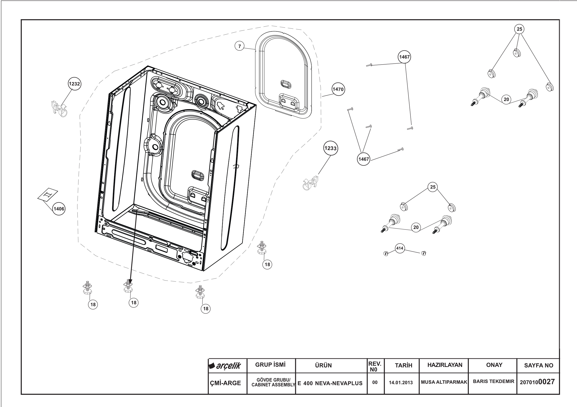 CABINET ASSEMBLY E 400 NEVA NEVAPLUS_REV00