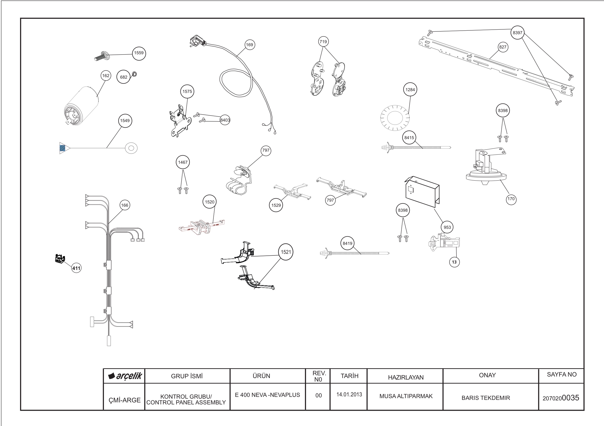 CONTROL PANEL ASSEMBLY NEVA NEVAPLUS E400_REV00