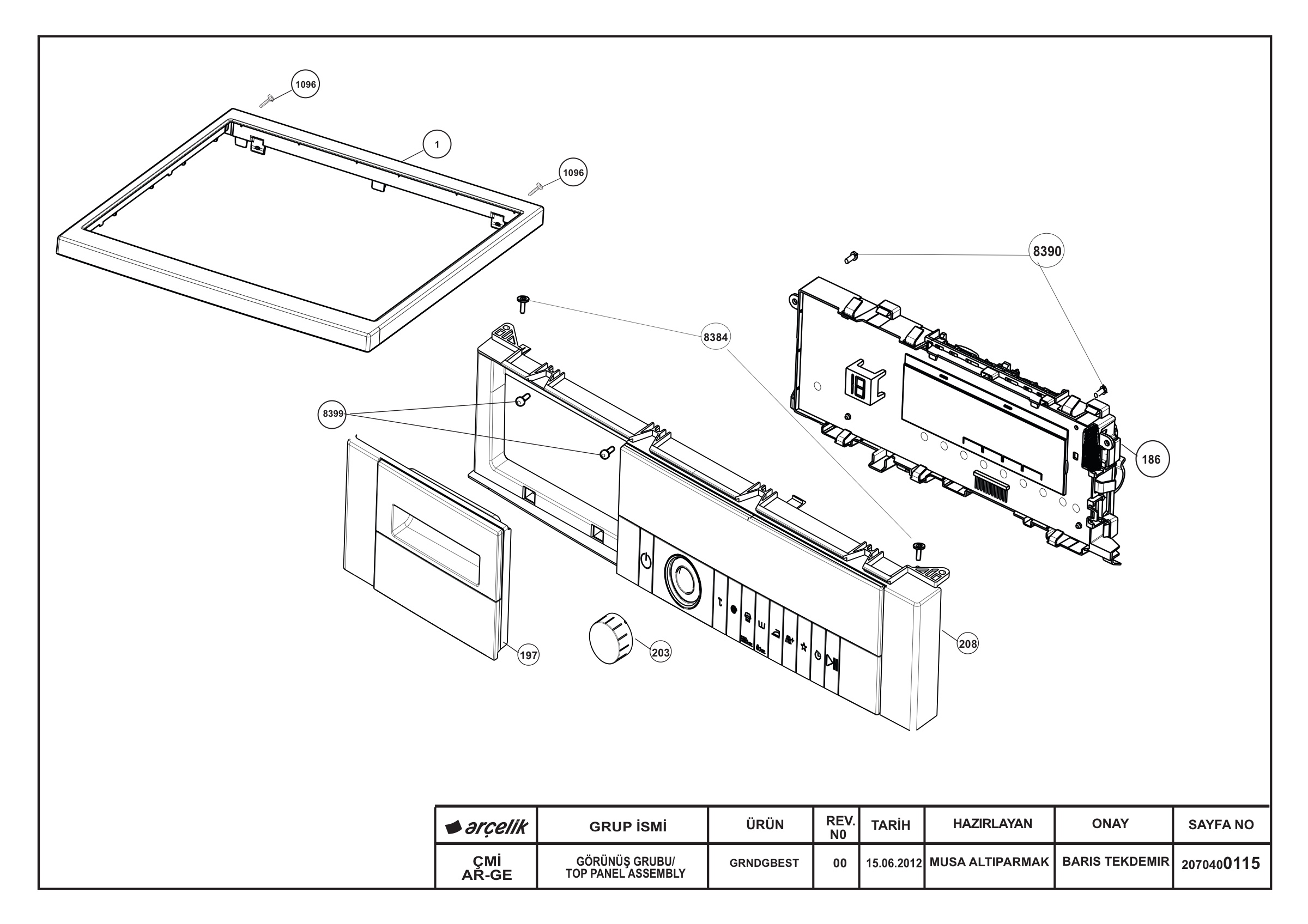 Front Panel & Top Frame Group