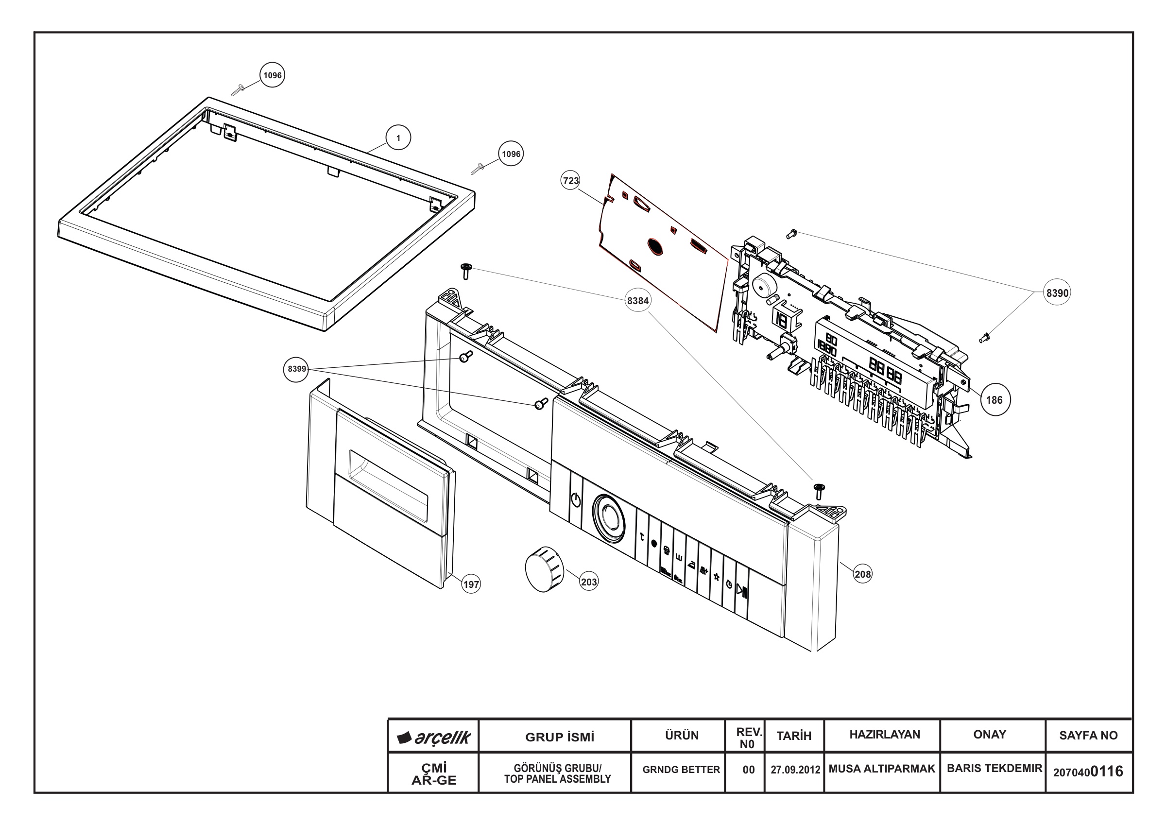 TOP PANEL ASSEMBLY GRUNDIG BETTER_REV00