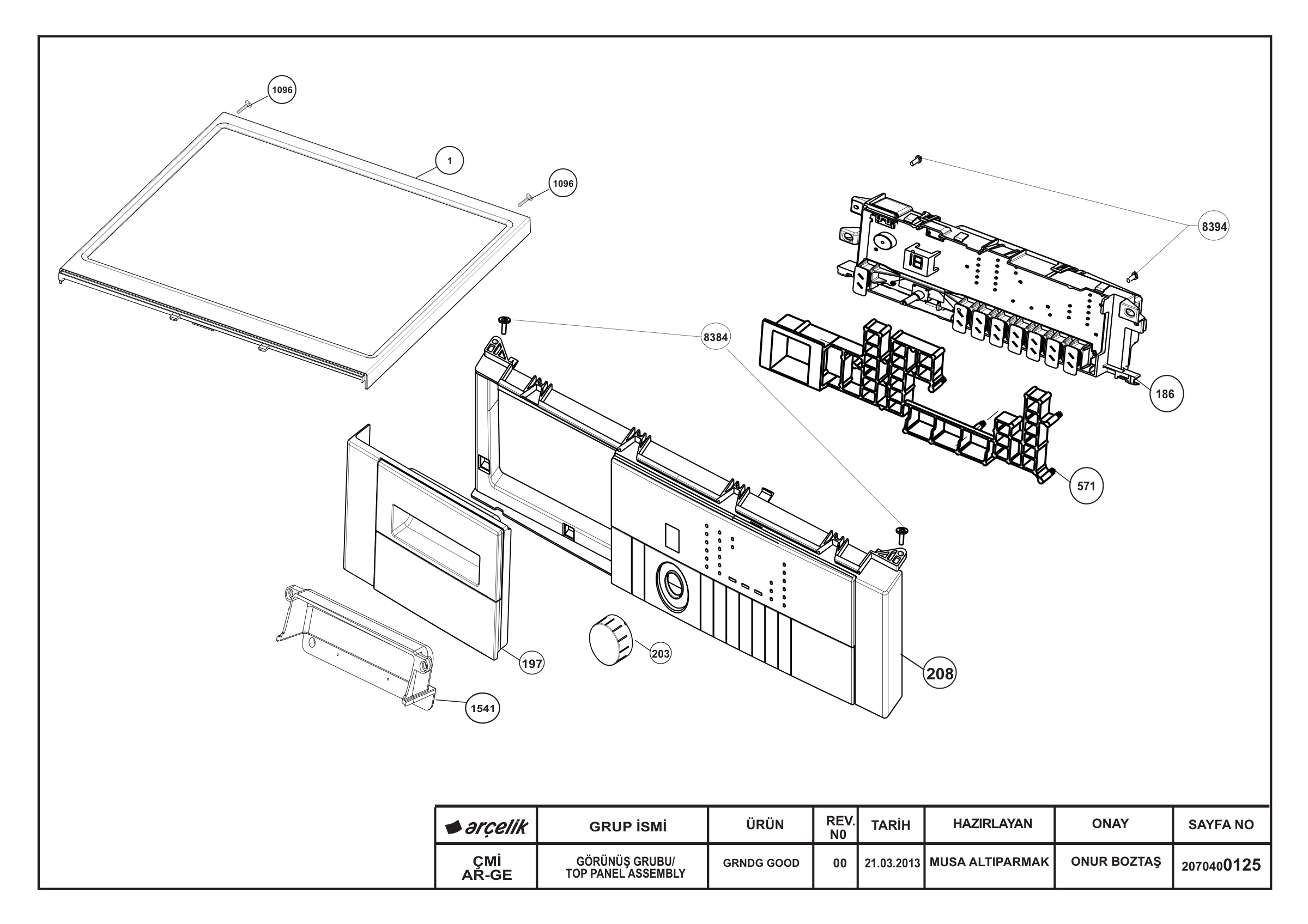 Front Panel & Top Frame Group