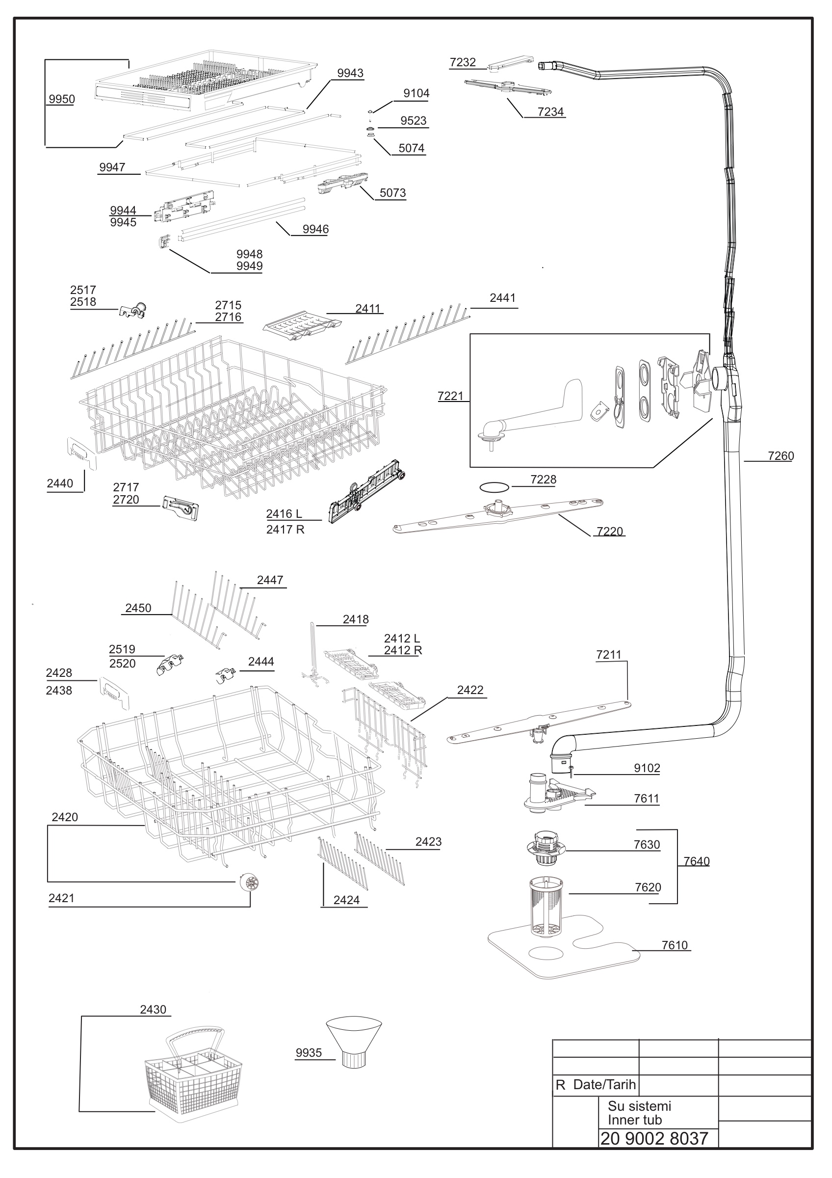 Exploded view (Inner Tub)