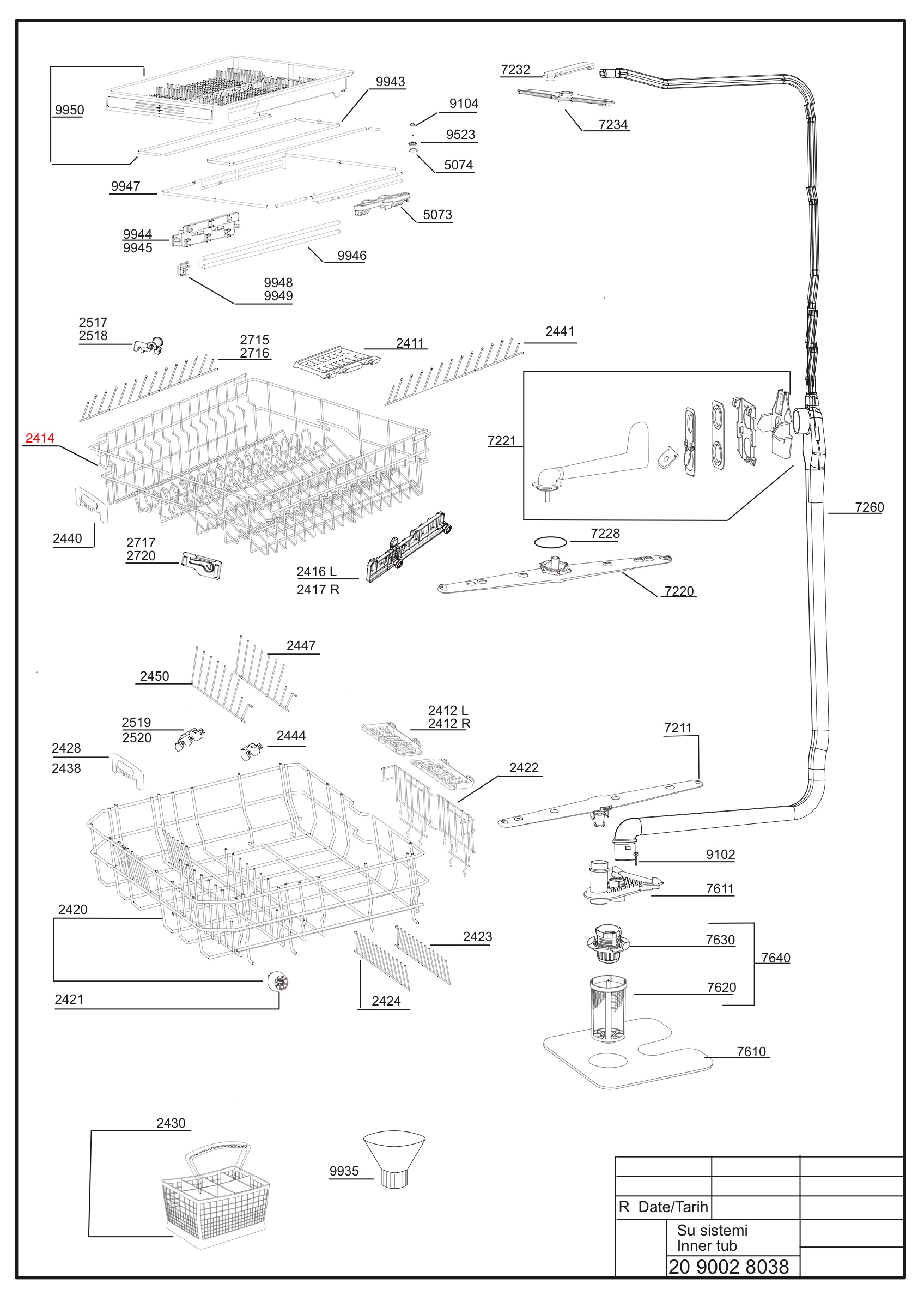Exploded view (Inner Tub)