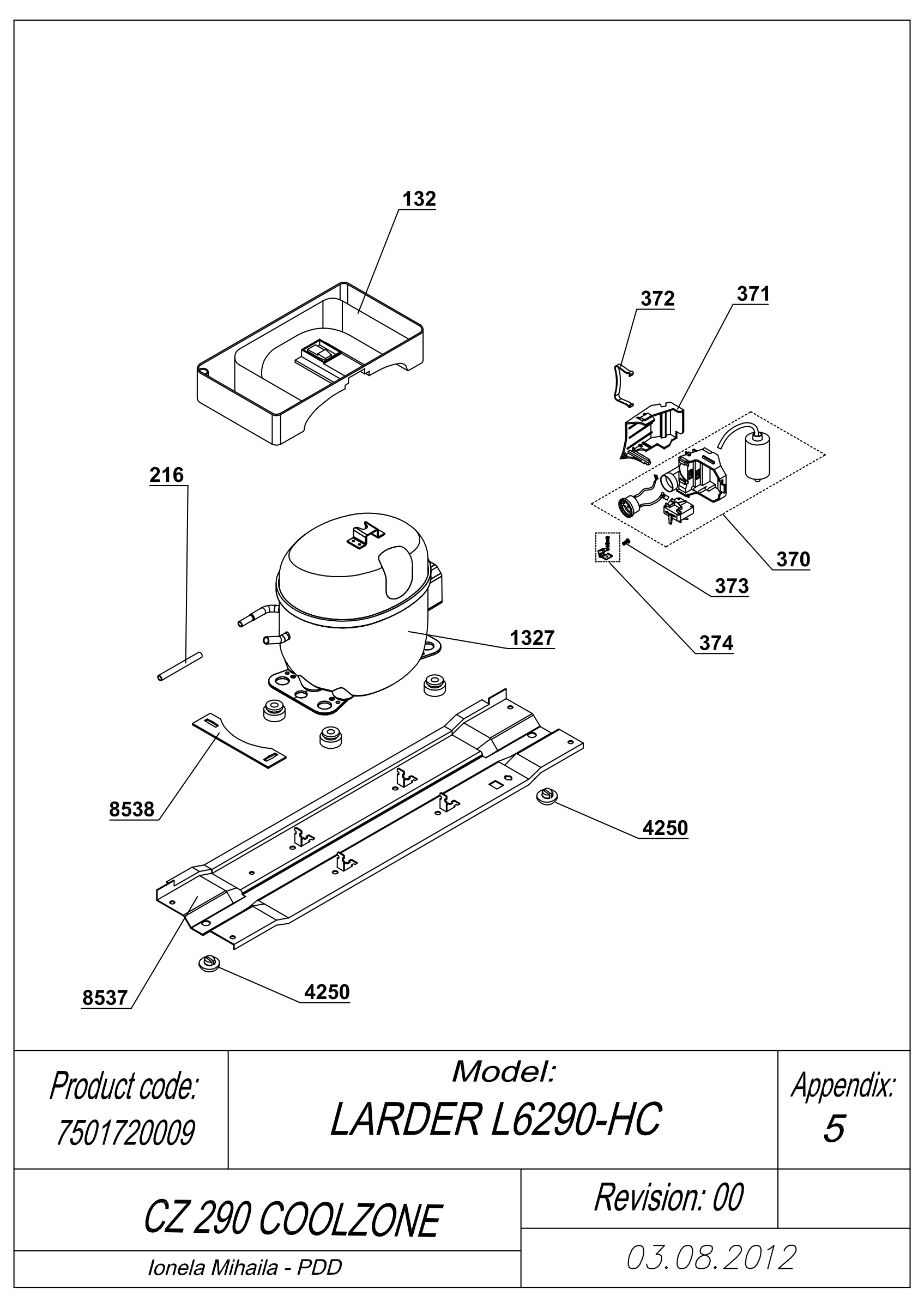 EXPLODED VIEW COMPRESSOR_NTH CZ290 COOLZONE