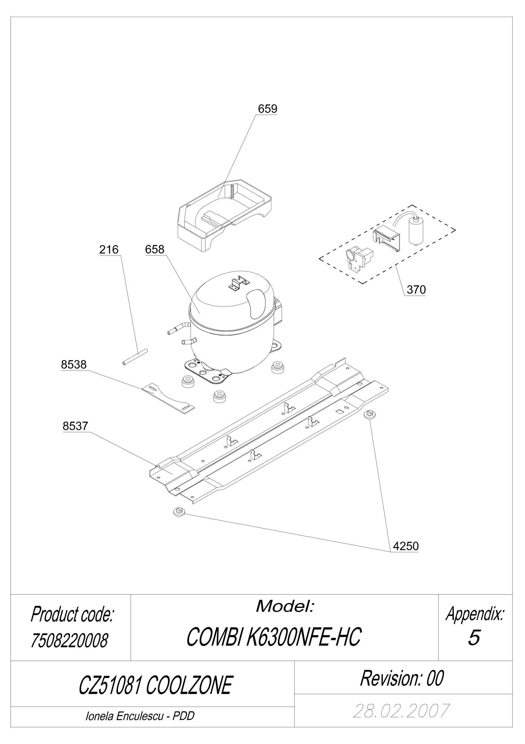 EXPLODED VIEW COMPRESSOR_MB98 CZ51081 COOLZONE