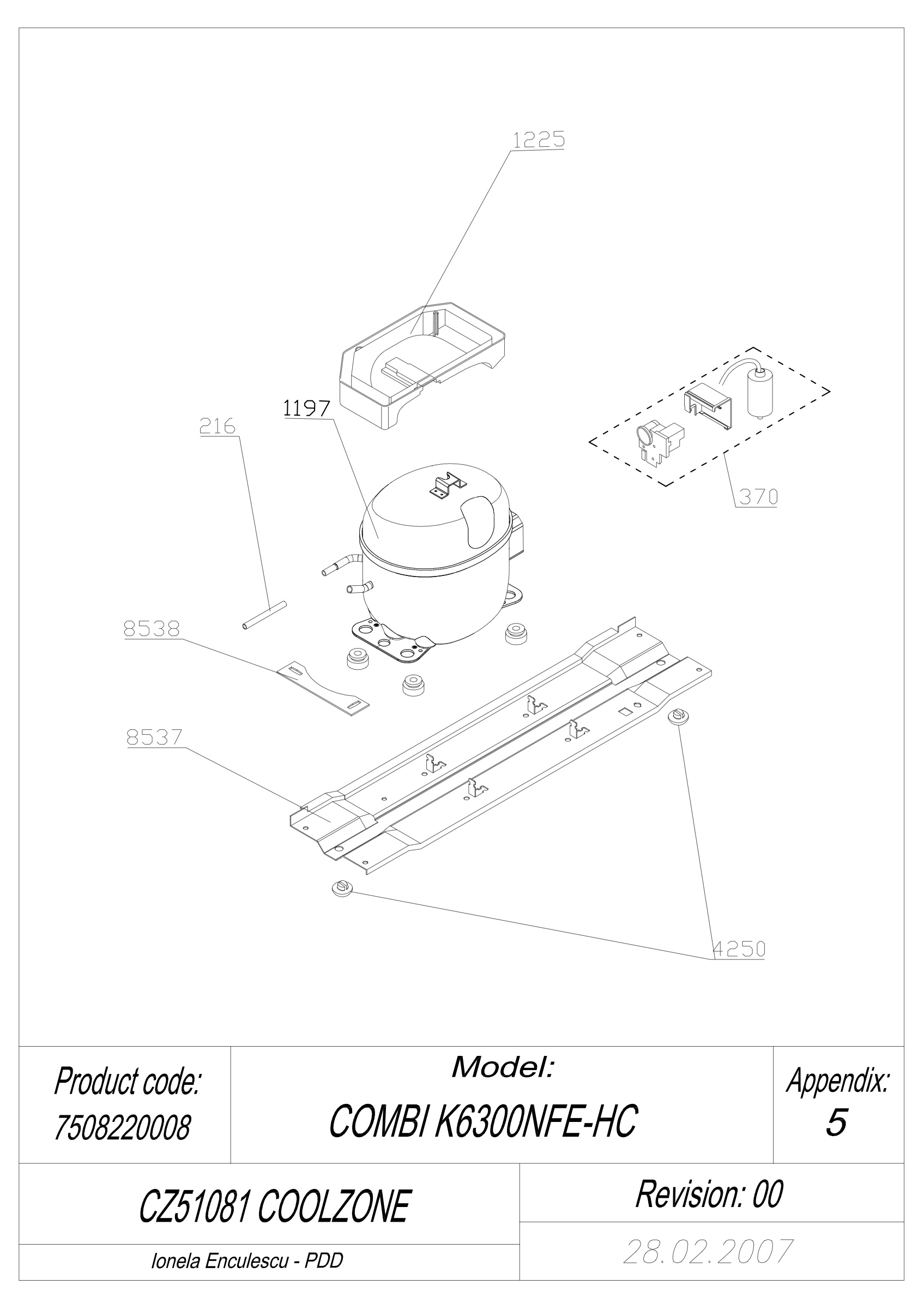 EXPLODED VIEW COMPRESSOR_ZBT CZ51081 COOLZONE