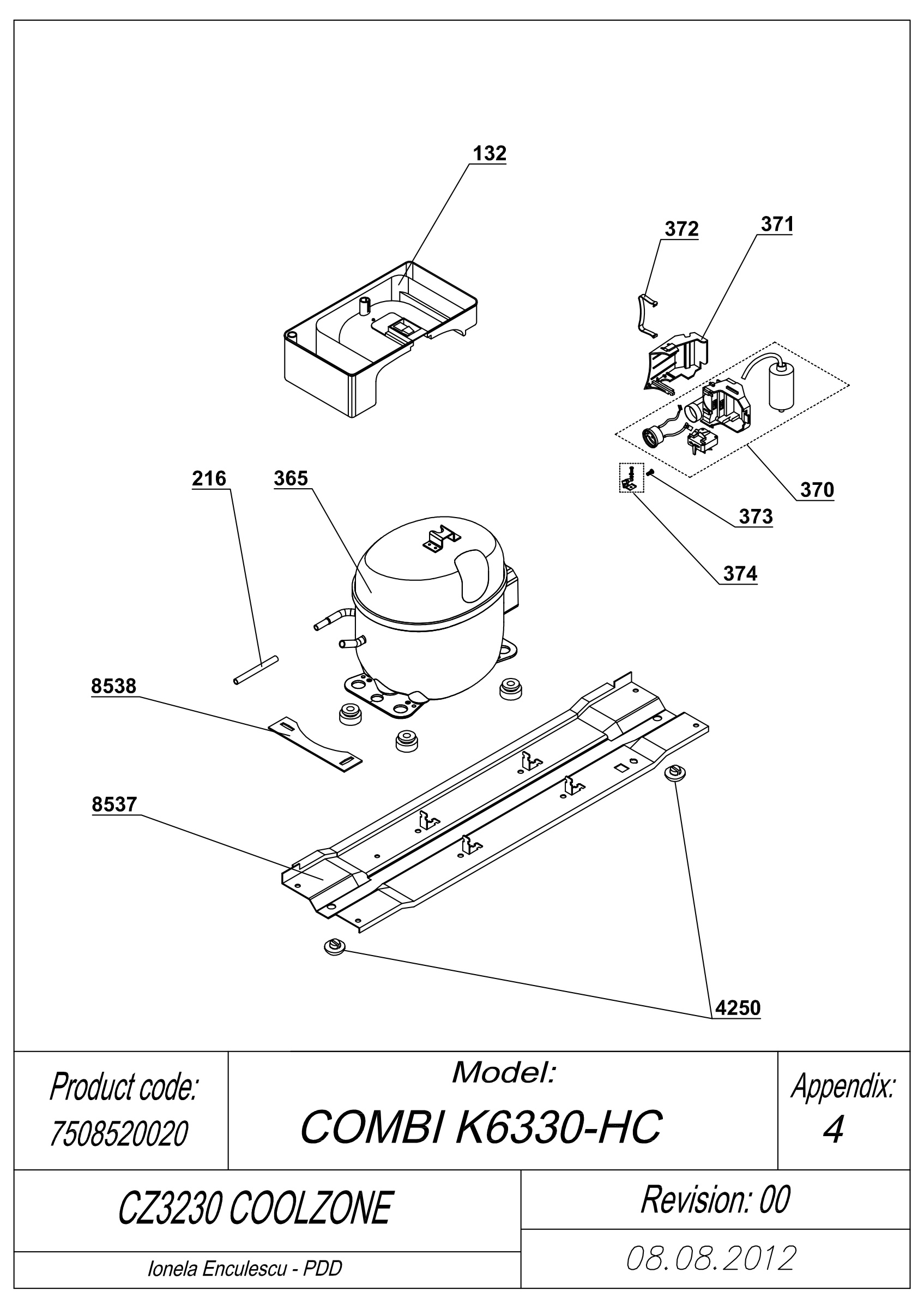 EXPLODED VIEW COMPRESSOR_TYPE 2 CZ320 COOLZONE