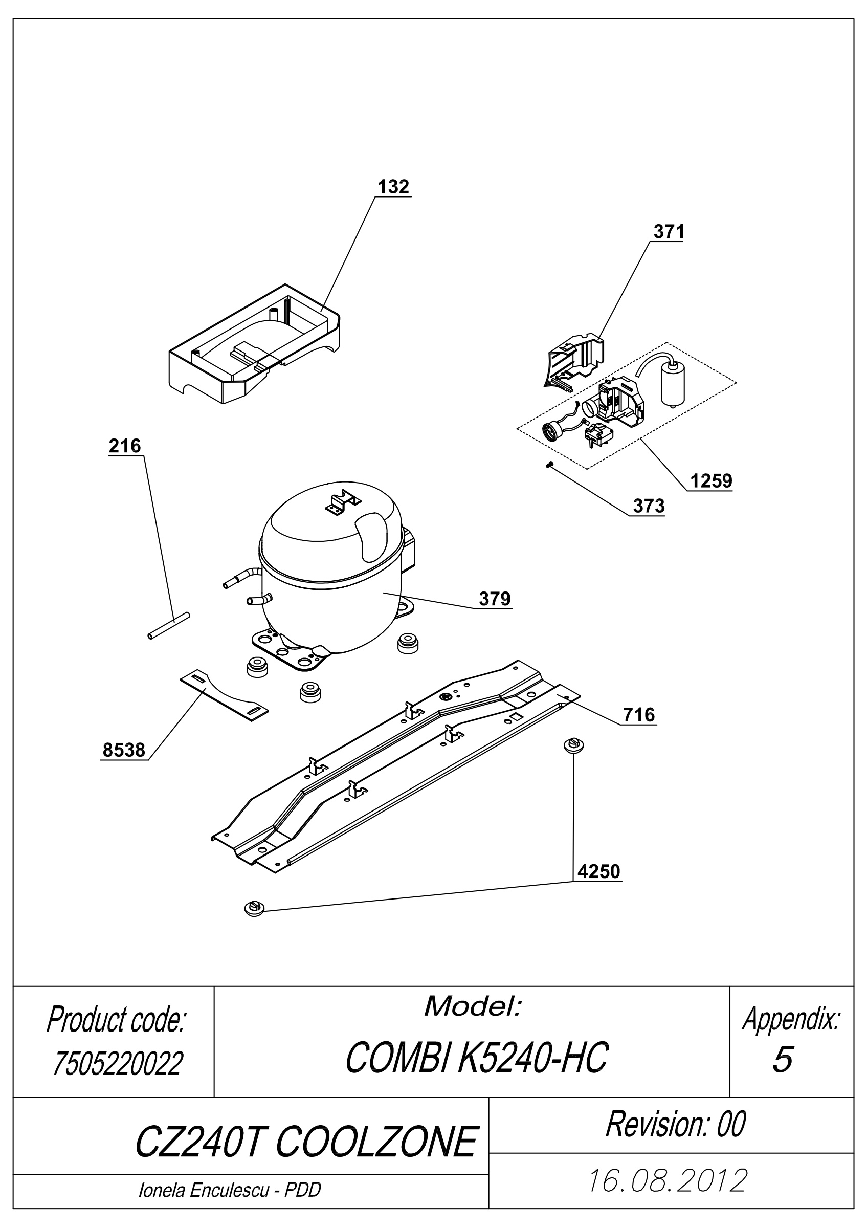 EXPLODED VIEW COMPRESSOR_MTH CZ240T COOLZONE
