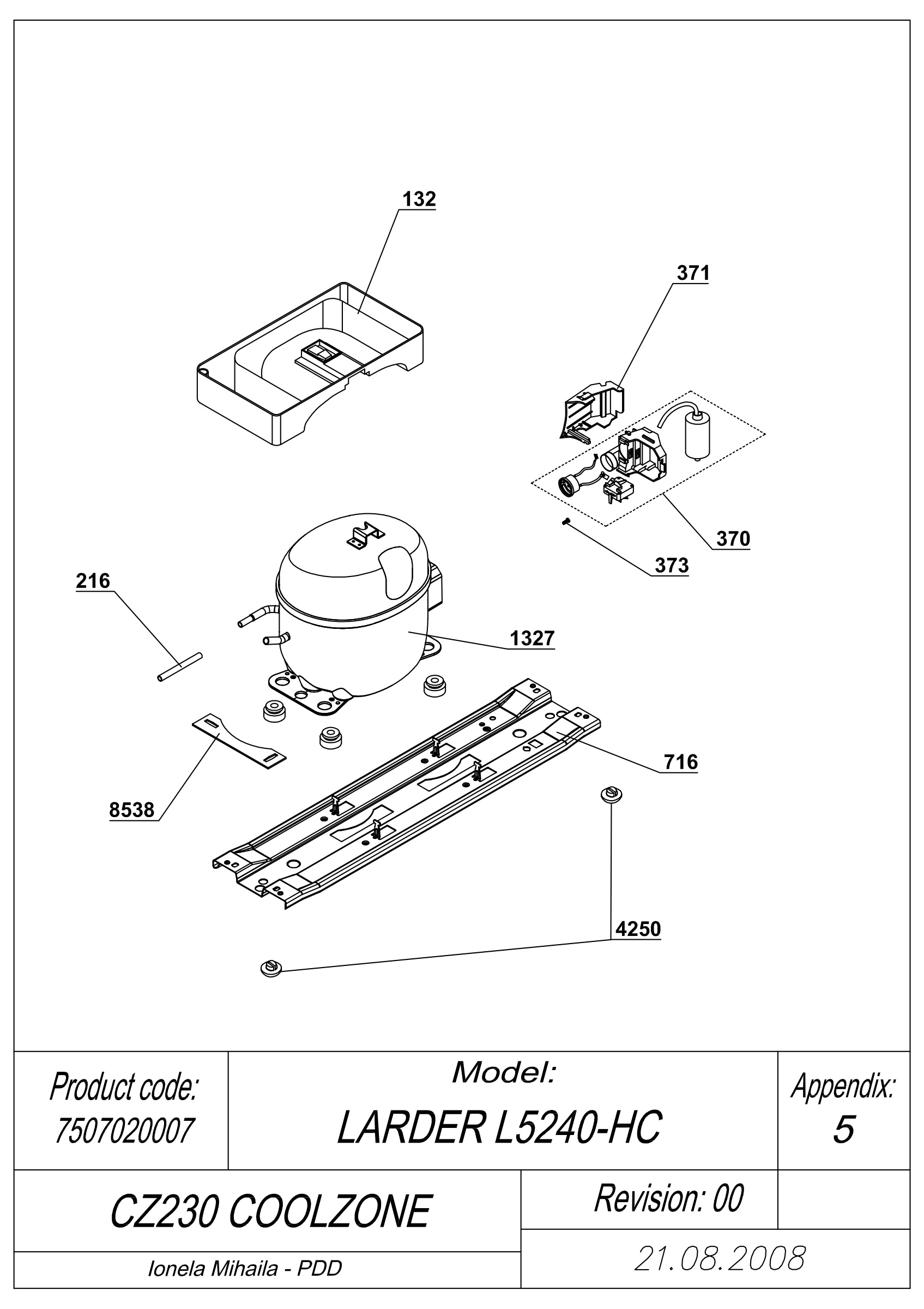 EXPLODED VIEW COMPRESSOR_NTH CZ230 COOLZONE