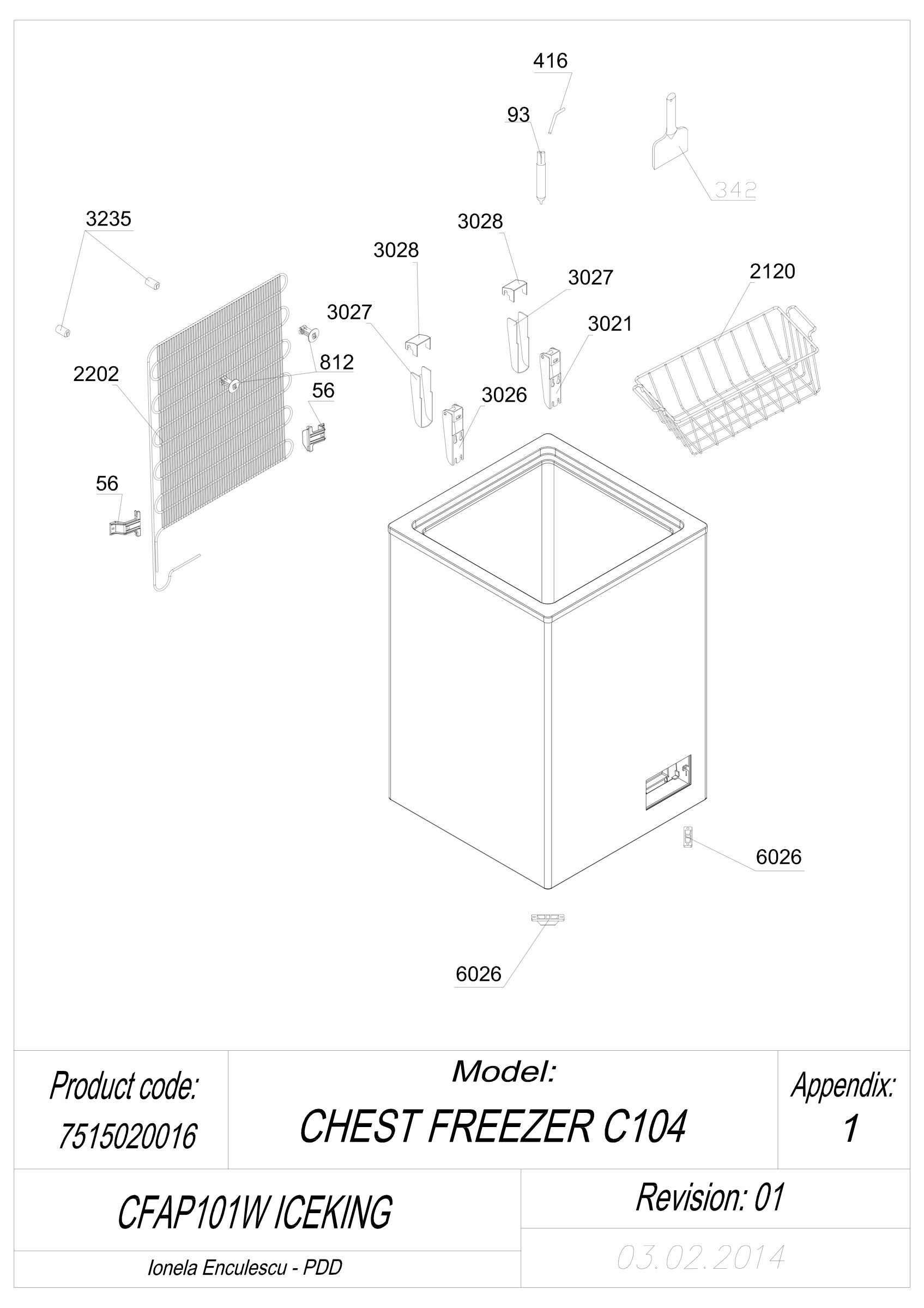 EXPLODED VIEW CABINET CFAP101W ICEKING